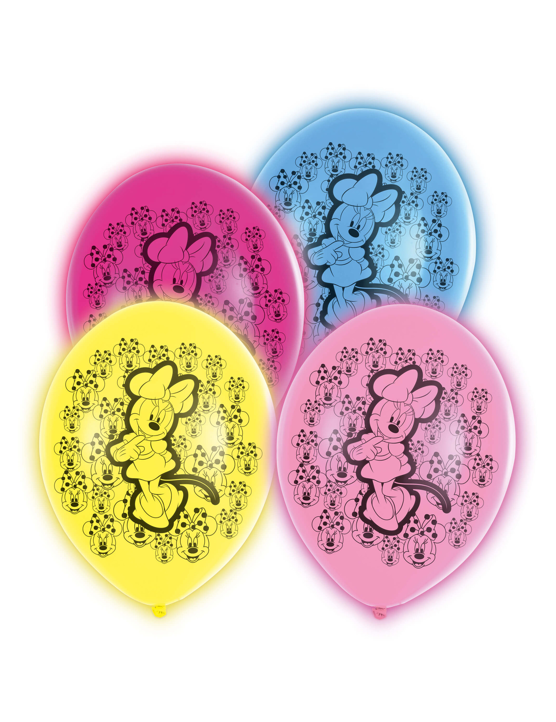 5 Ballons en latex LED Minnie Mouse 28 cm
