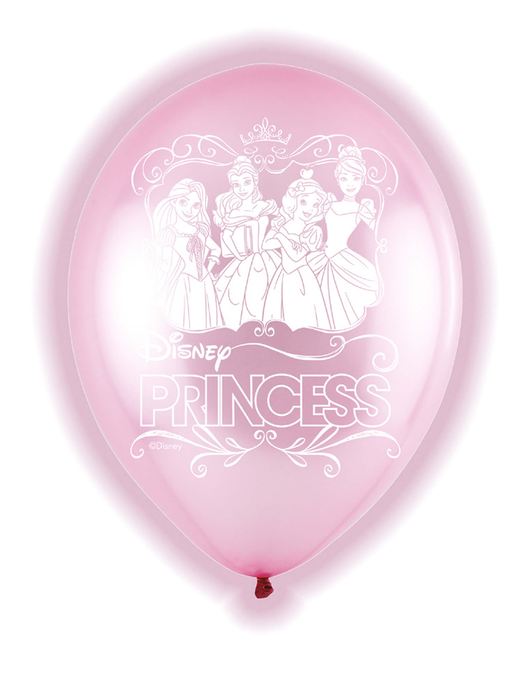 5 Ballons en latex LED Disney Princess 28 cm