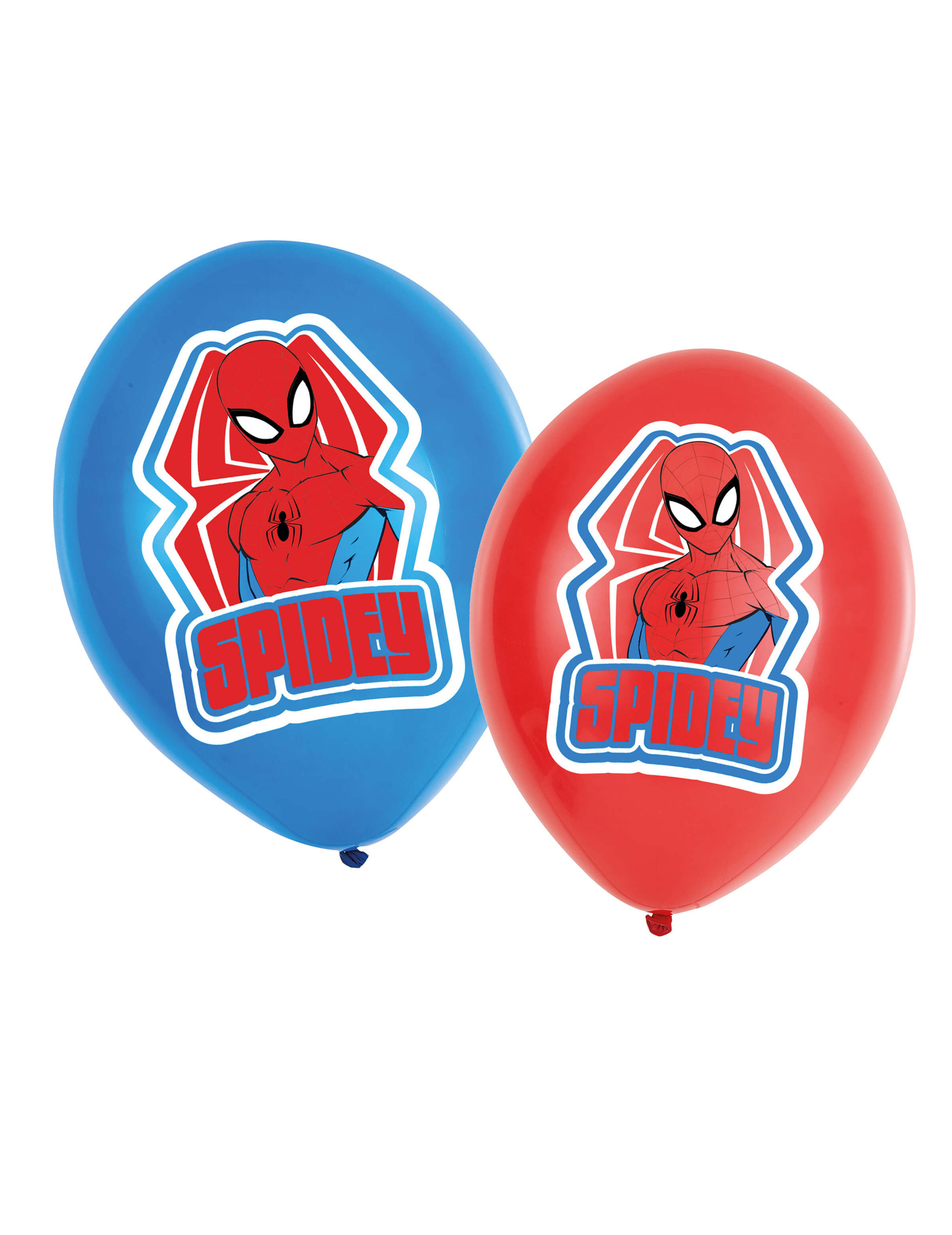6 Ballons en latex Spiderman rouges et bleus 27,5 cm