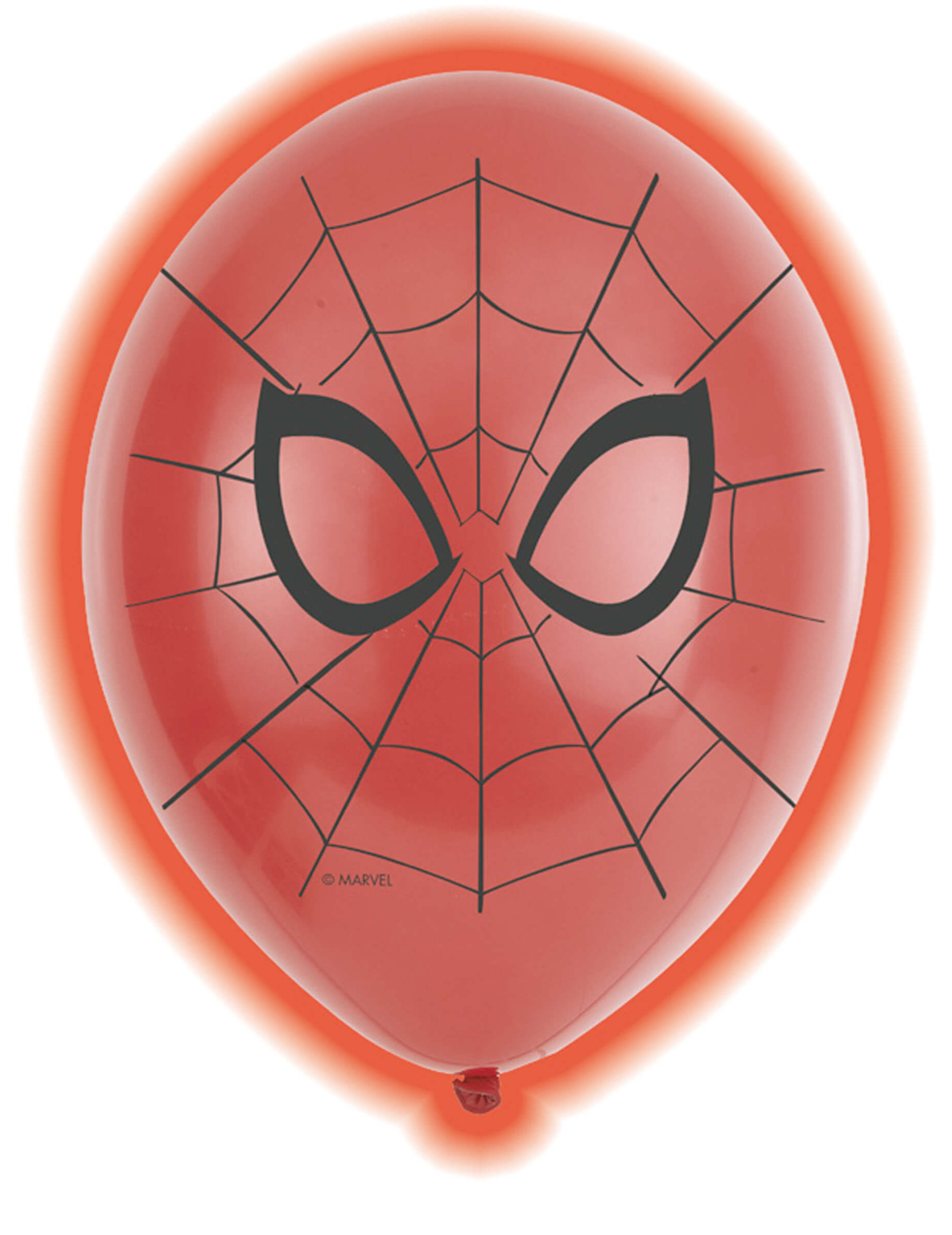 5 Ballons en latex LED Spiderman 28 cm