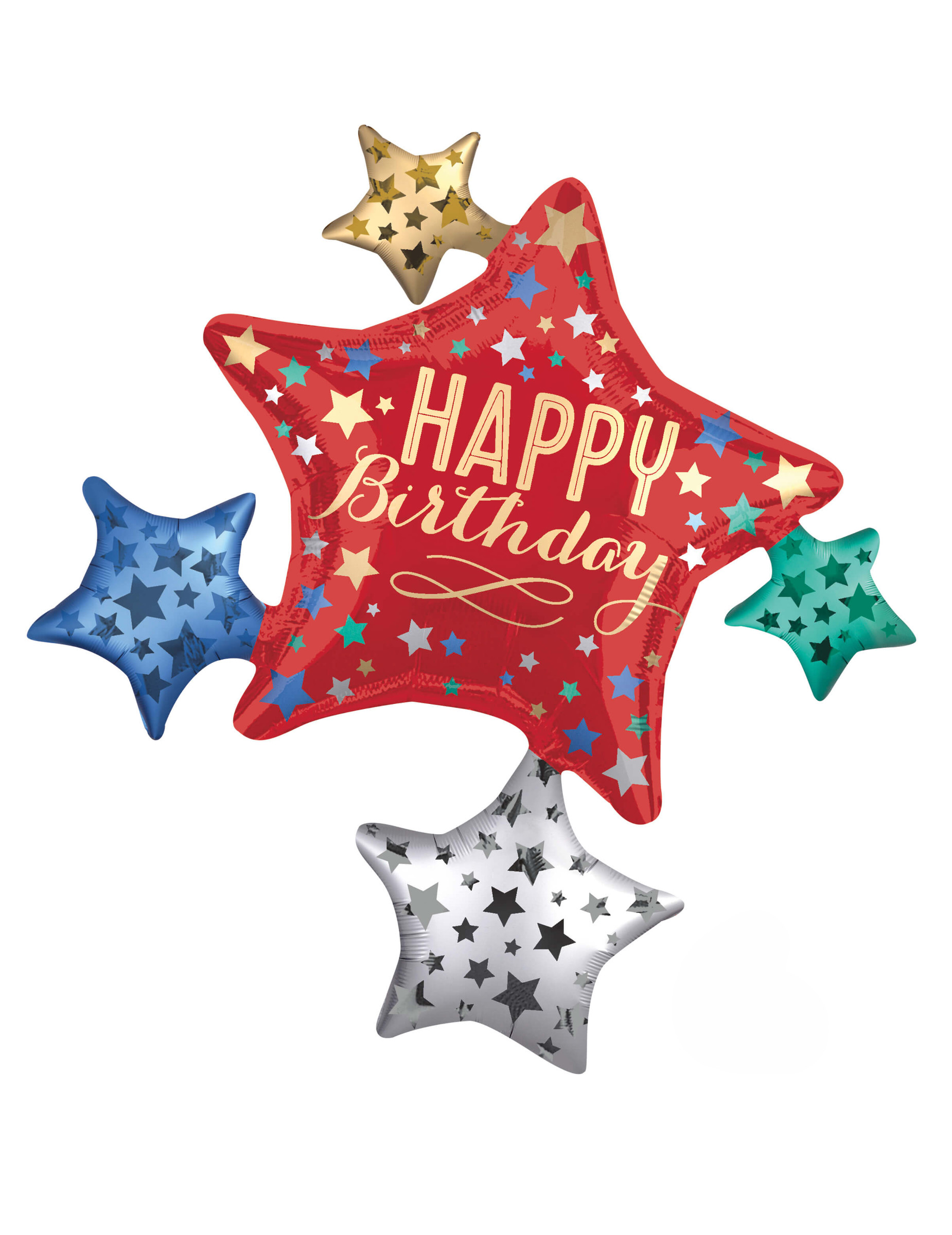 Ballon aluminium Etoile Happy Birthday multicolore 81 x 88 cm