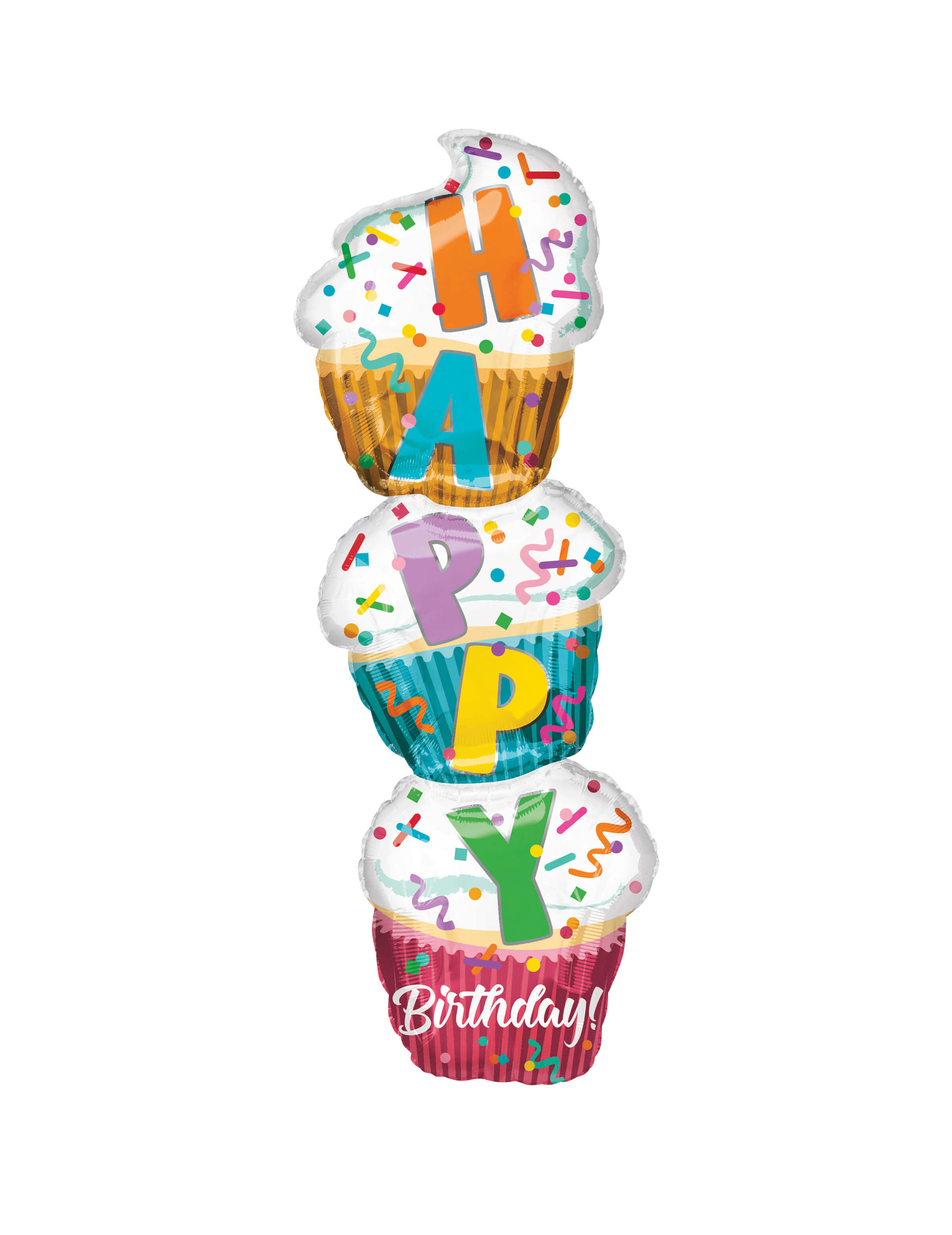 Ballon aluminium Cupcakes Happy Birthday 33 x 104 cm