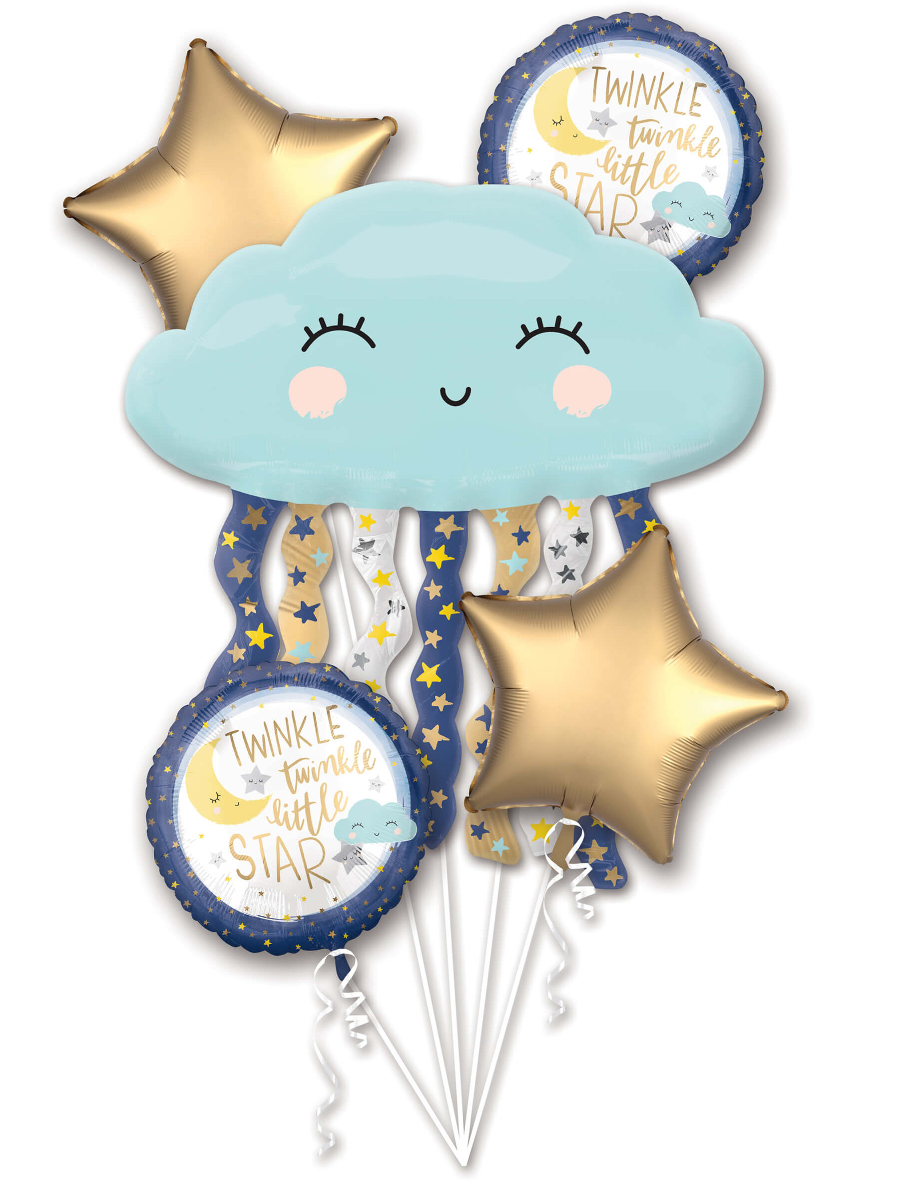 Bouquet ballons aluminium Nuages bleus