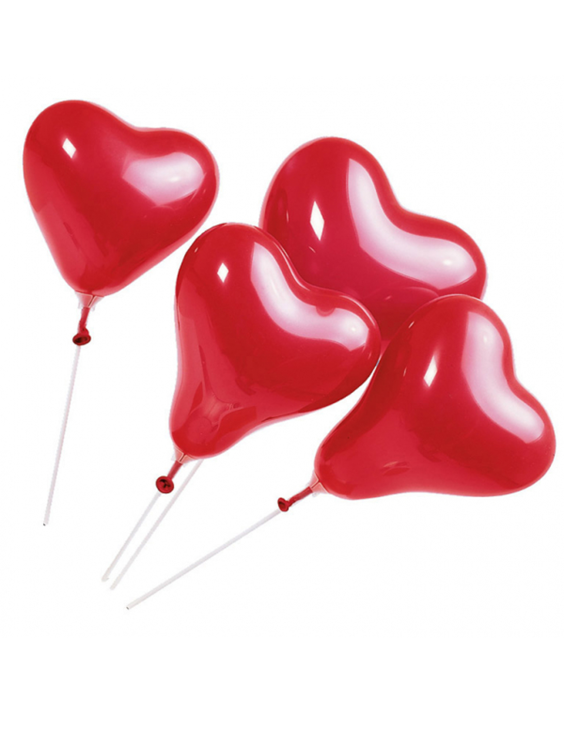 5 Ballons coeur rouges avec tiges 20 cm