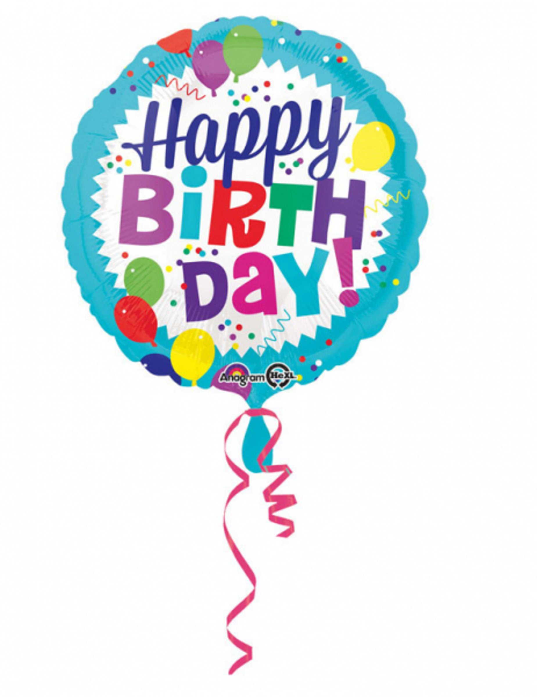 Ballon aluminium Happy Birthday bleu 43 cm