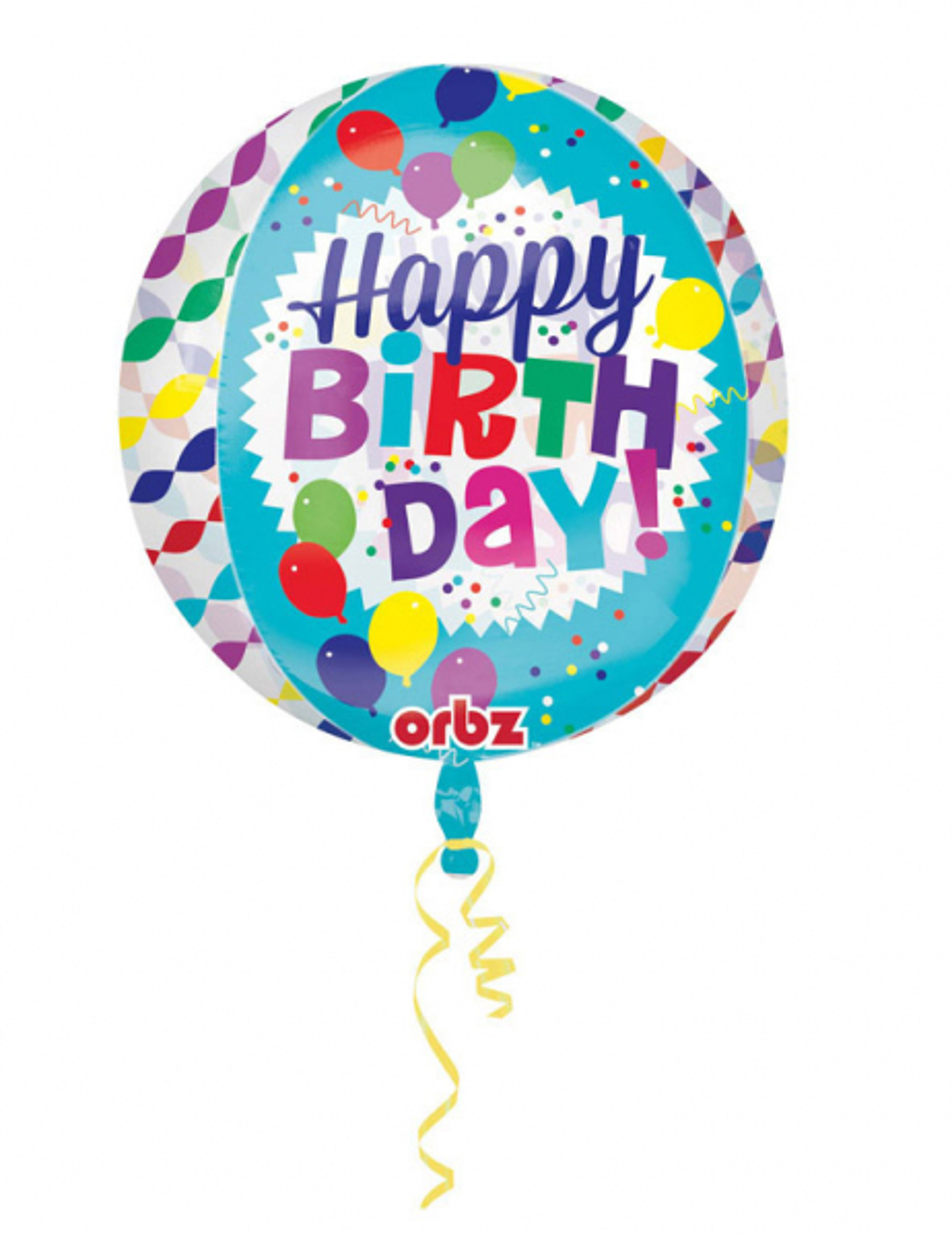Ballon transparent Happy Birthday bleu