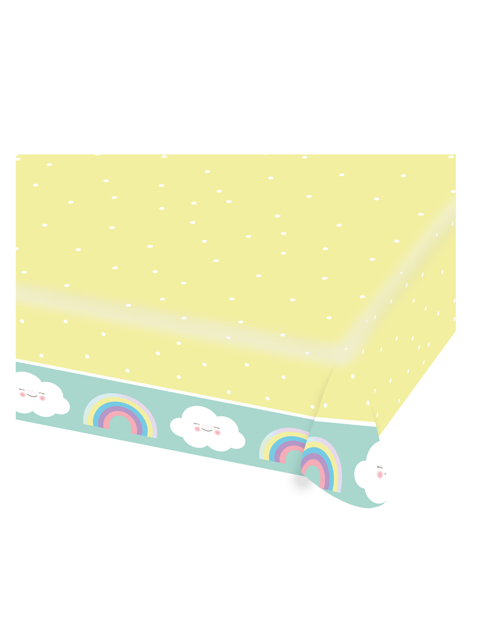 Nappe en papier Petit Nuage menthe et jaune 115 x 175 cm