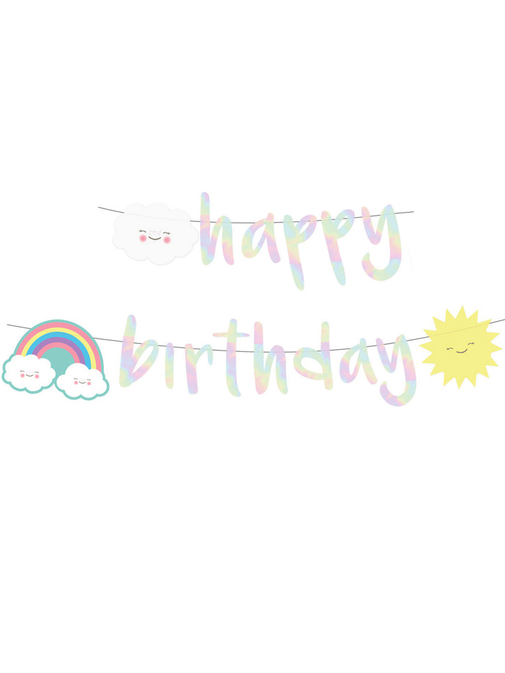 Guirlande Happy Birthday Petite Nuage iridescente 180 cm