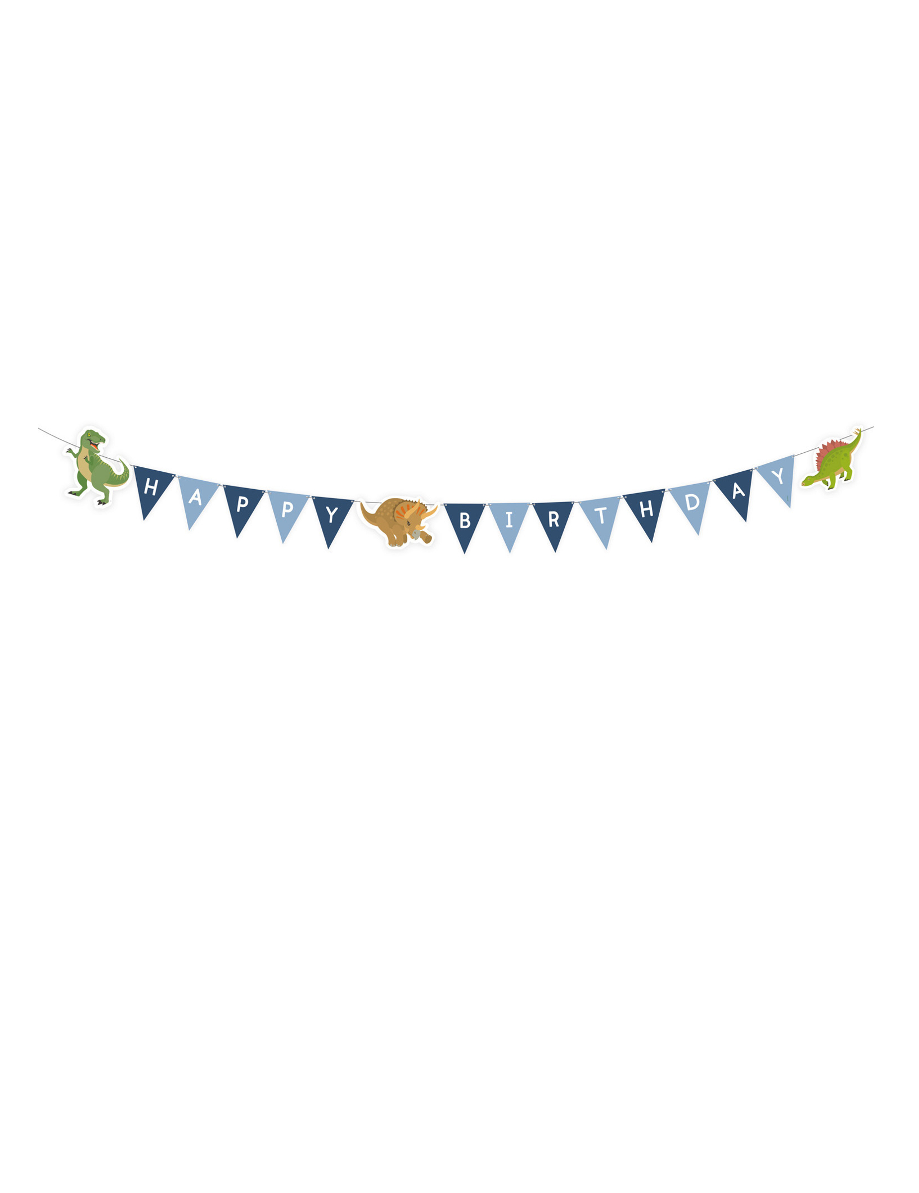 Guirlande Happy Birthday Grands Dinosaures bleue 180 cm