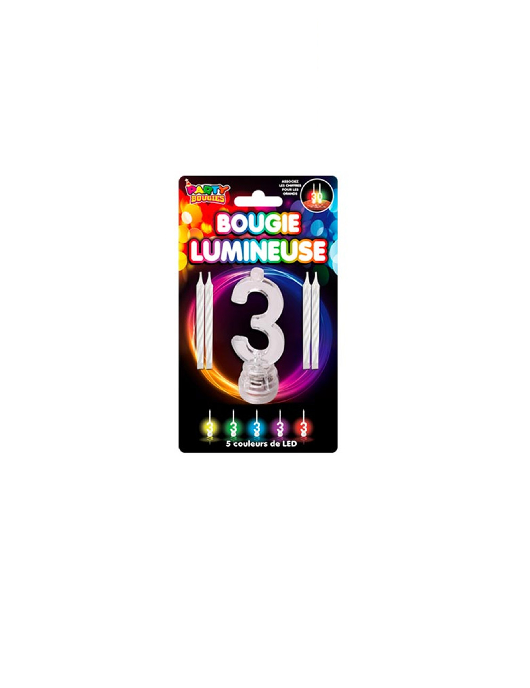 Bougies lumineuses LED chiffre 3