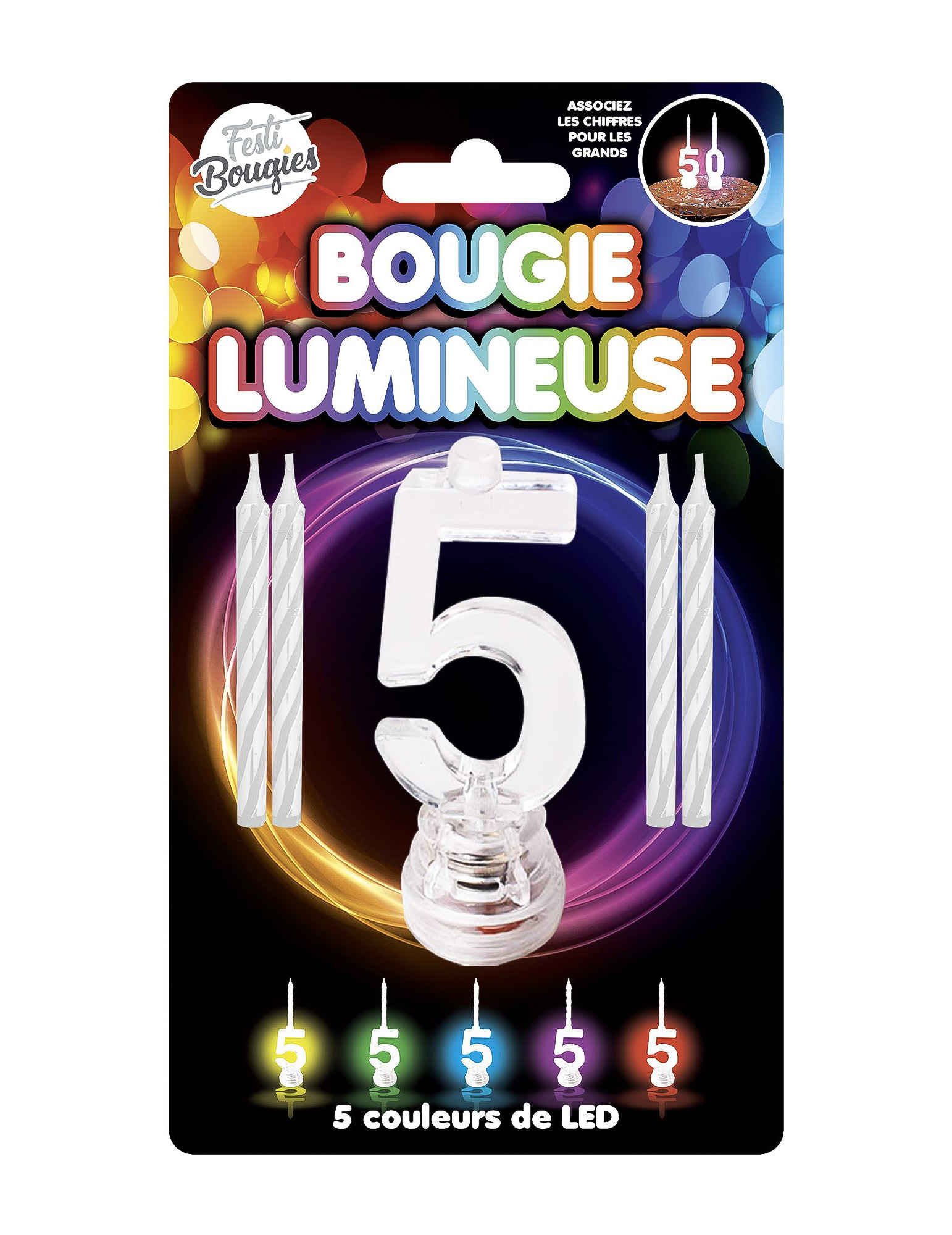Bougies lumineuses LED chiffre 5