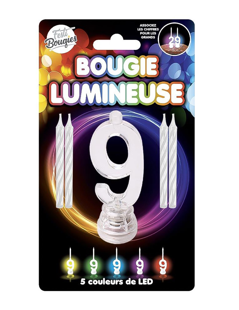 Bougies lumineuses LED chiffre 9