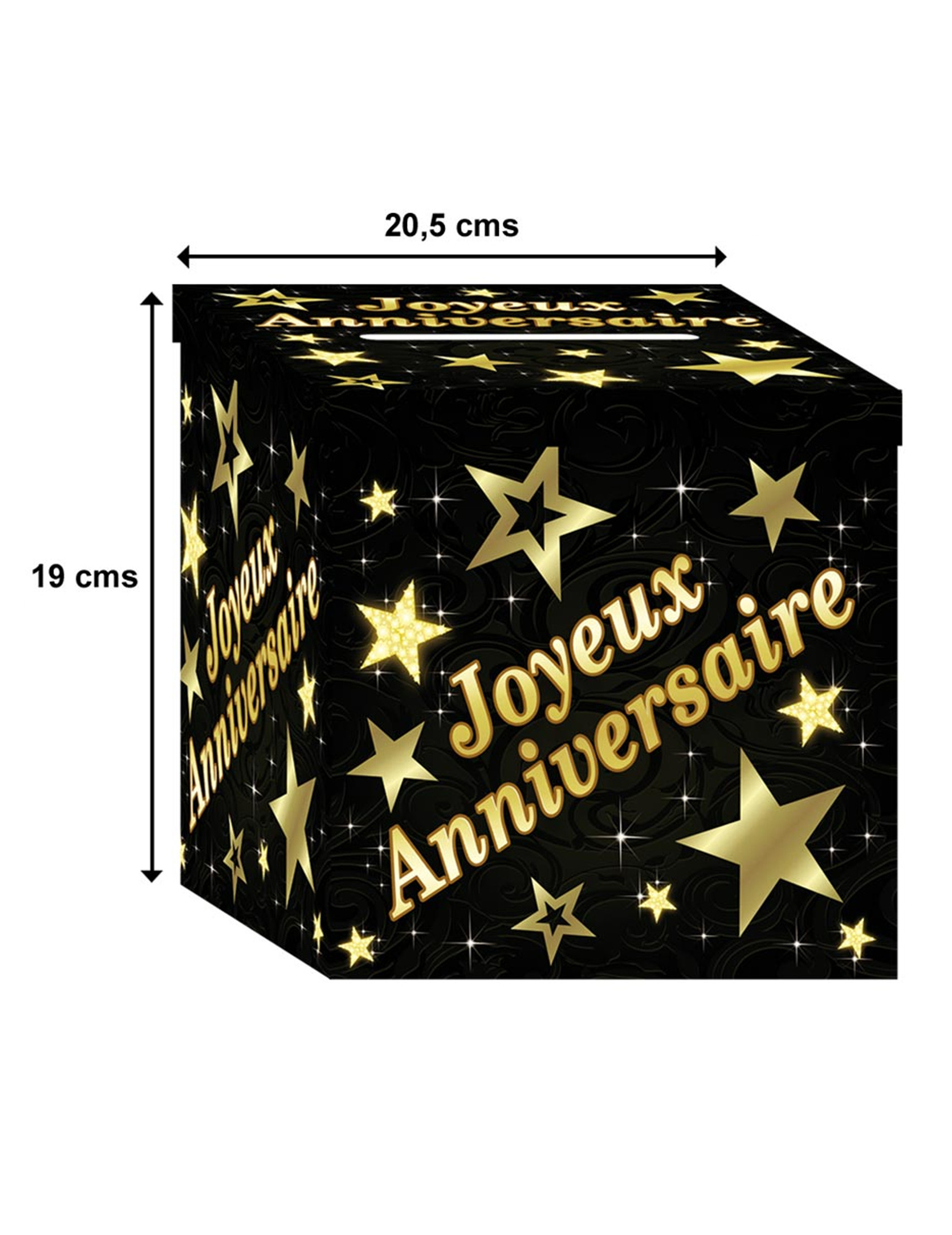 Urne en carton joyeux anniversaire noir et doré