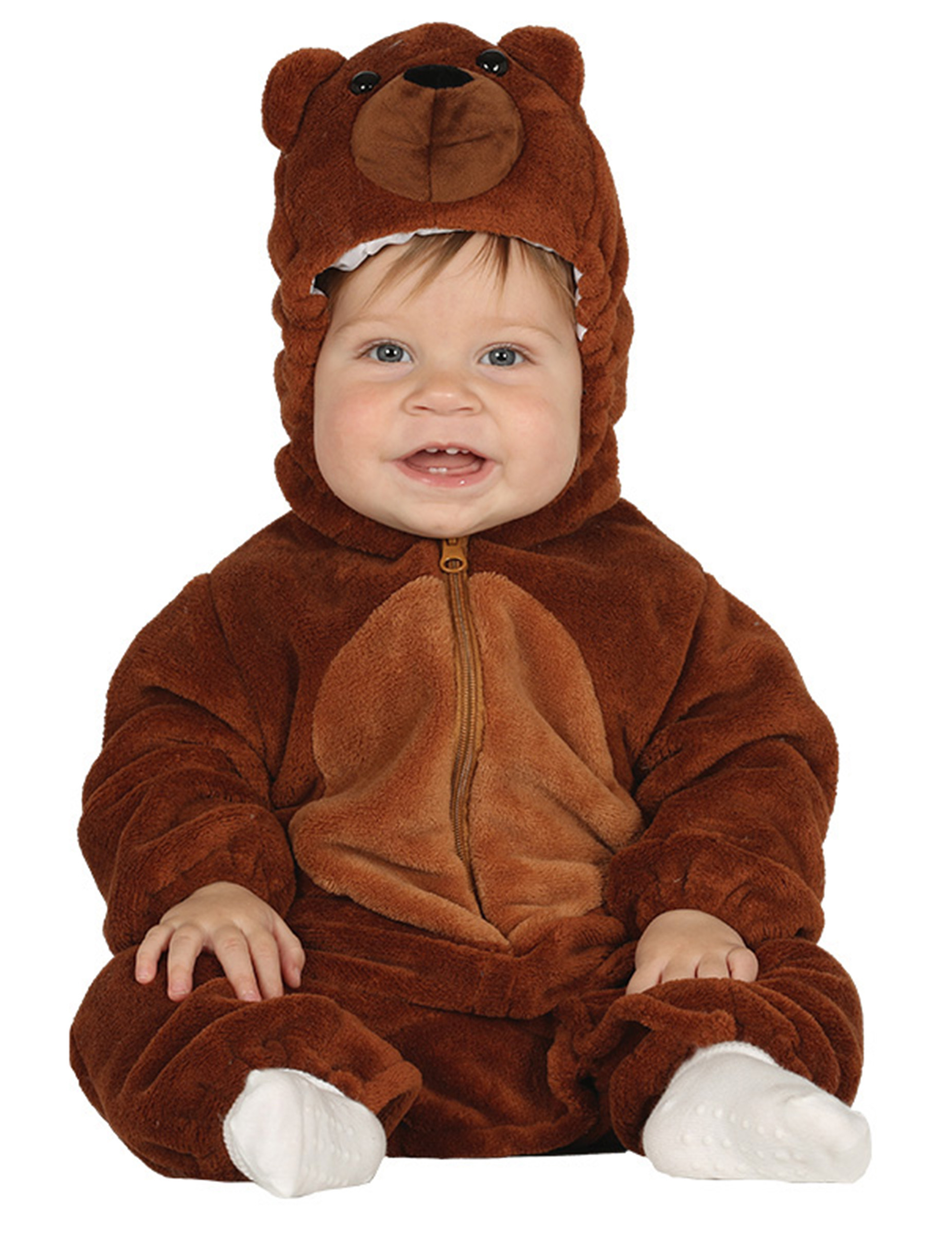 Déguisement combinaison avec capuche ours brun bébé