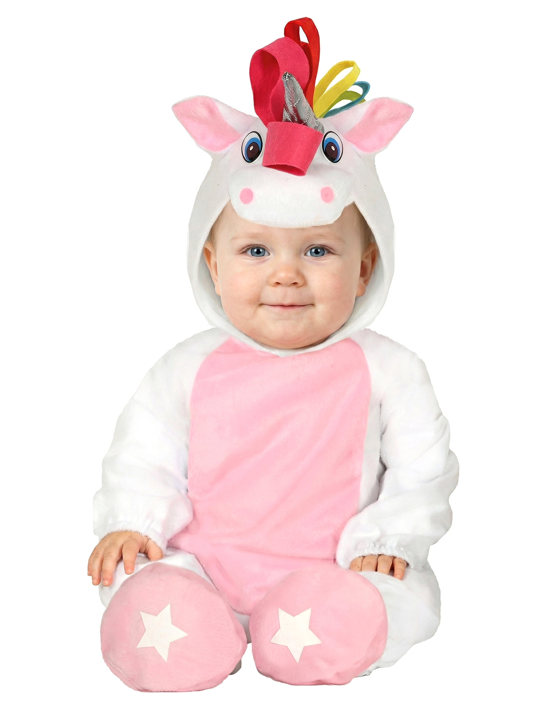 Déguisement combinaison avec capuche licorne blanche bébé