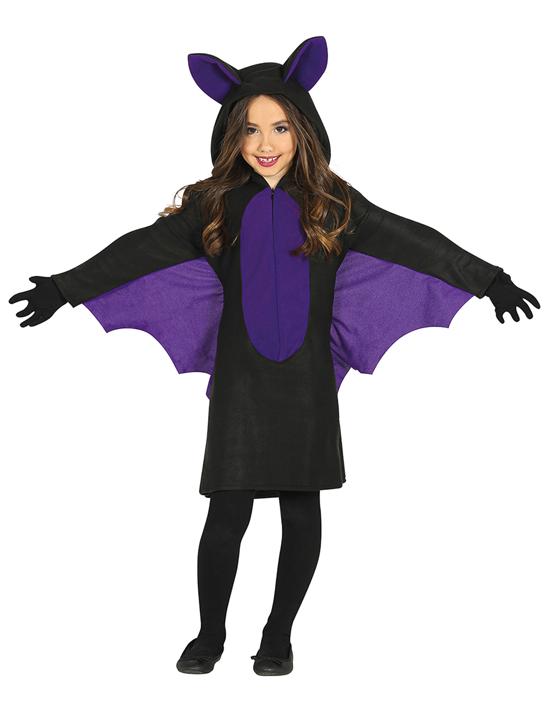 Déguisement chauve-souris noir et violet fille