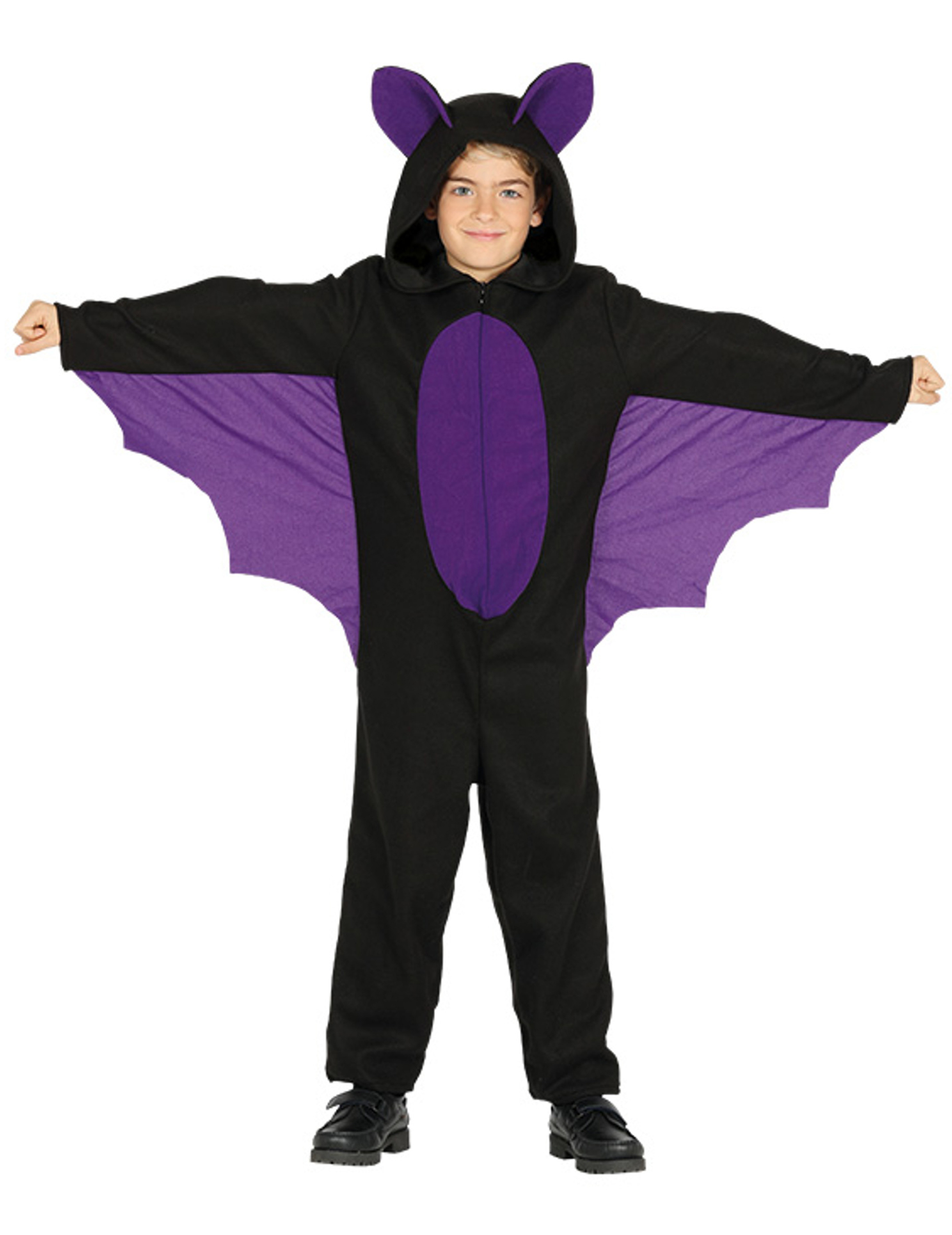 Déguisement combinaison chauve-souris noir et violet garçon