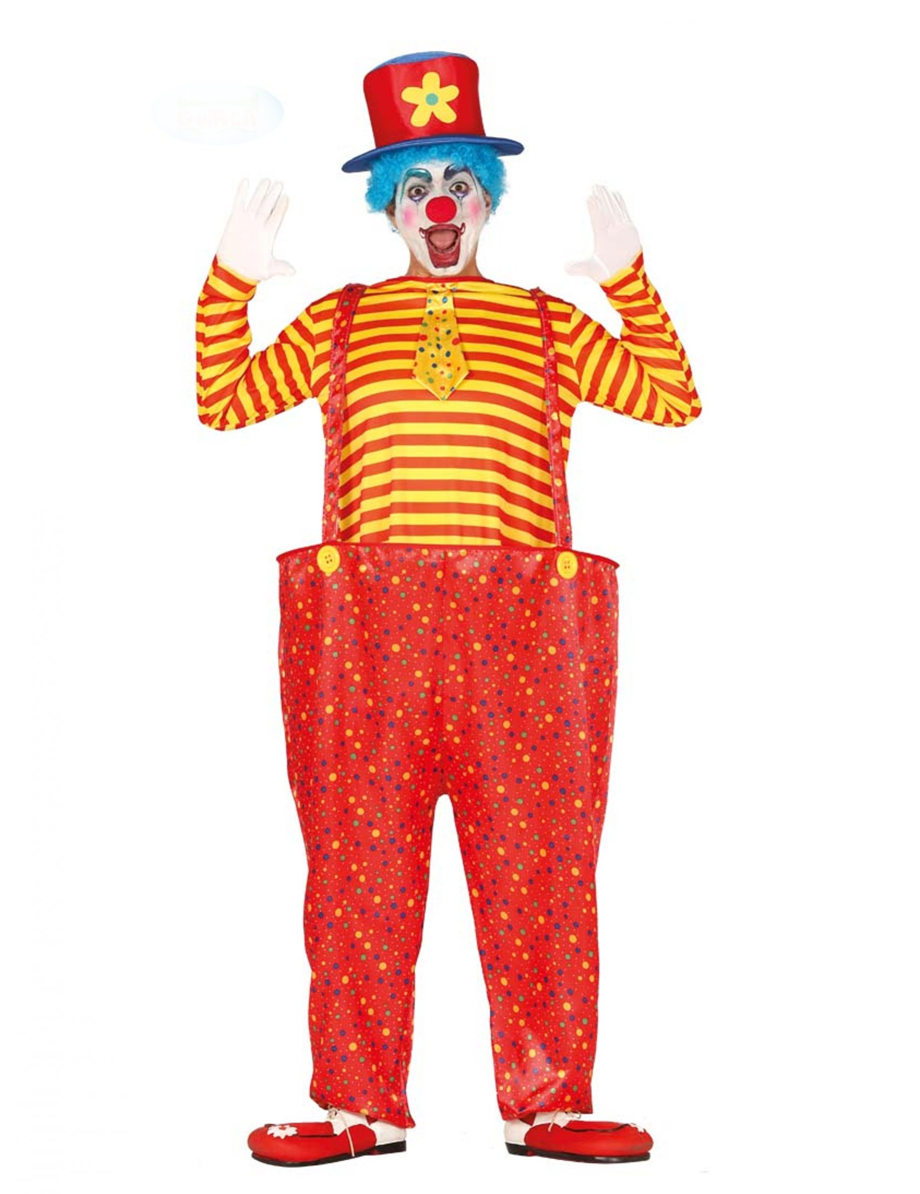 Déguisement clown rigolo multicolore homme