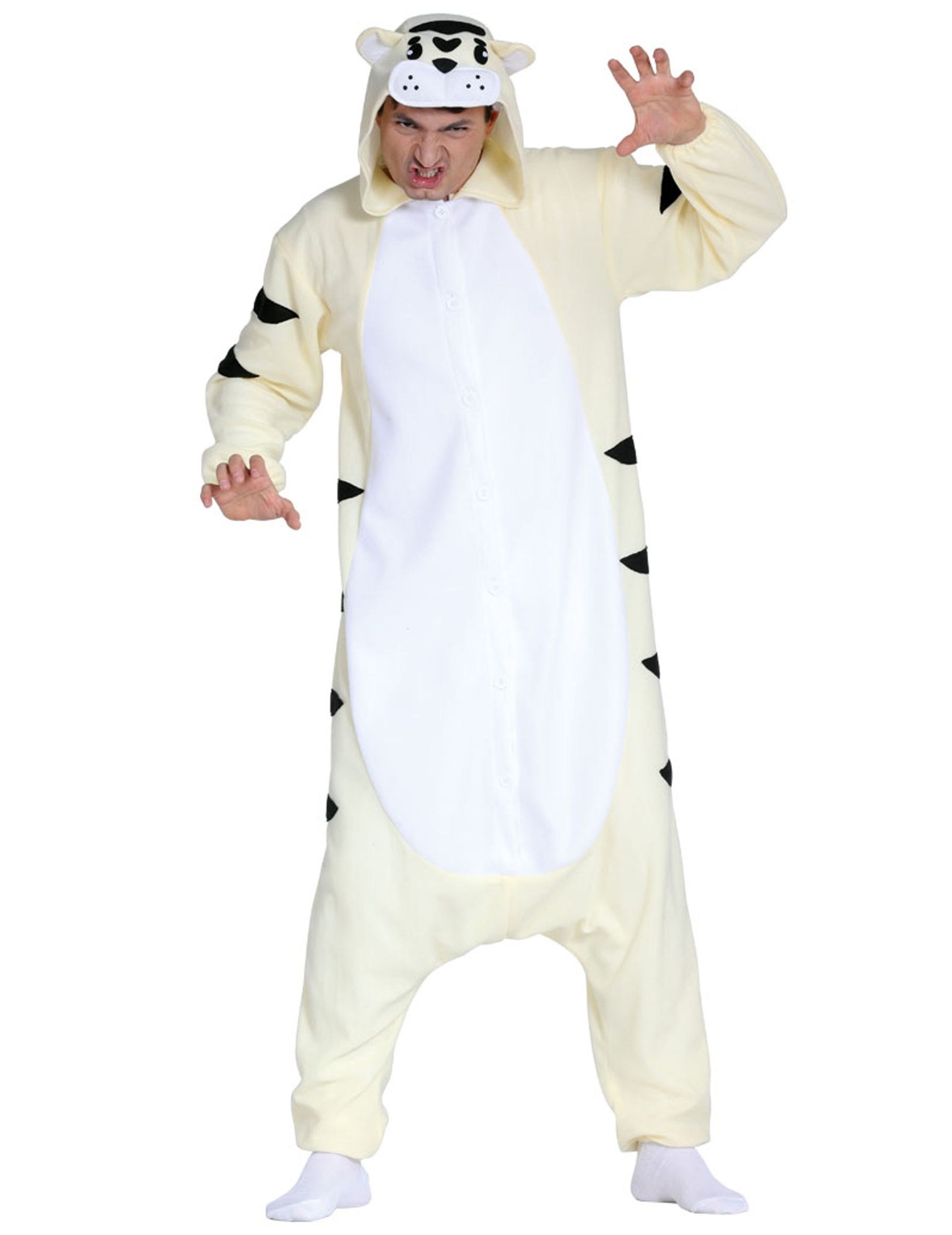 Déguisement combinaison tigre blanc adulte