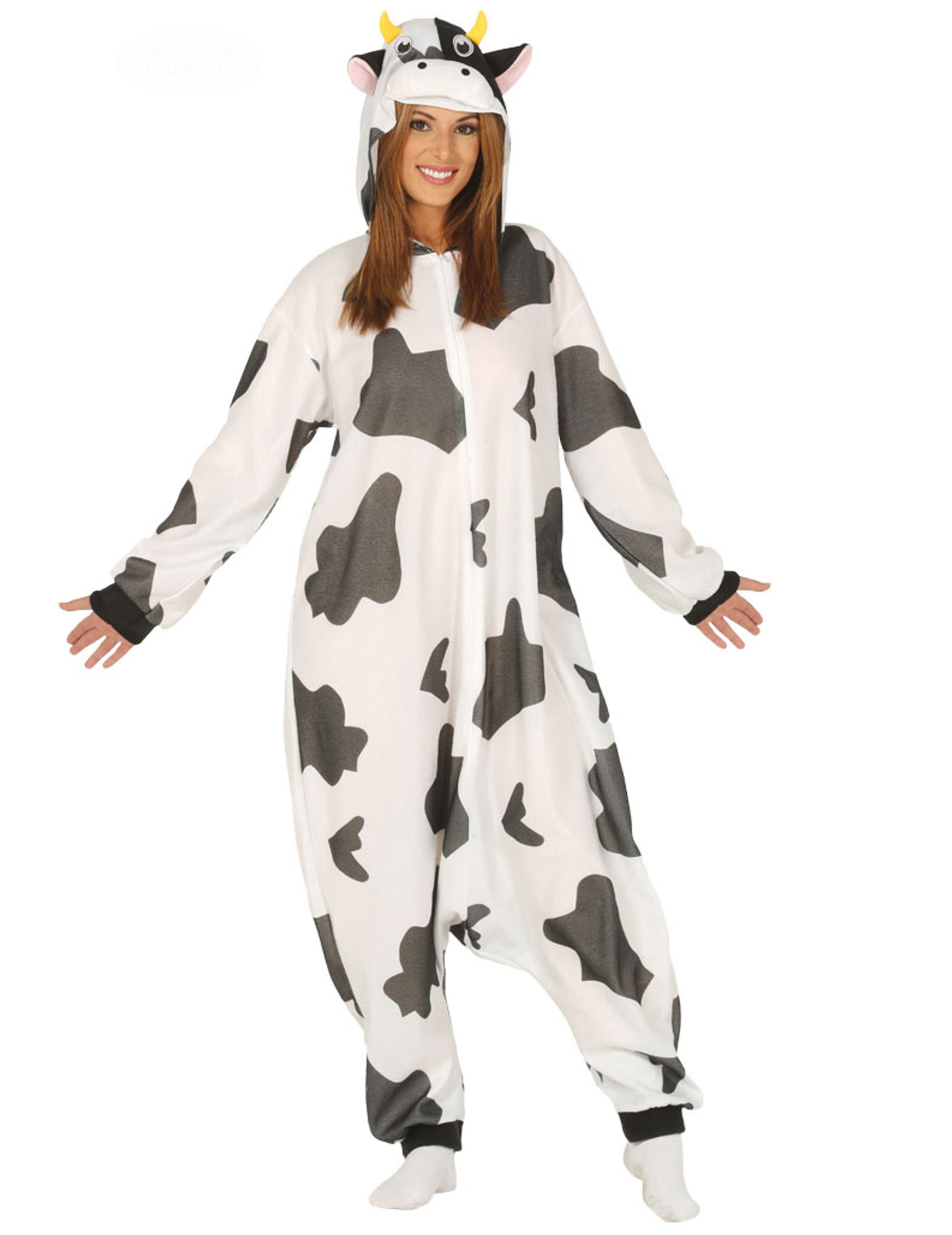 Déguisement combinaison vache noire et blanche adulte
