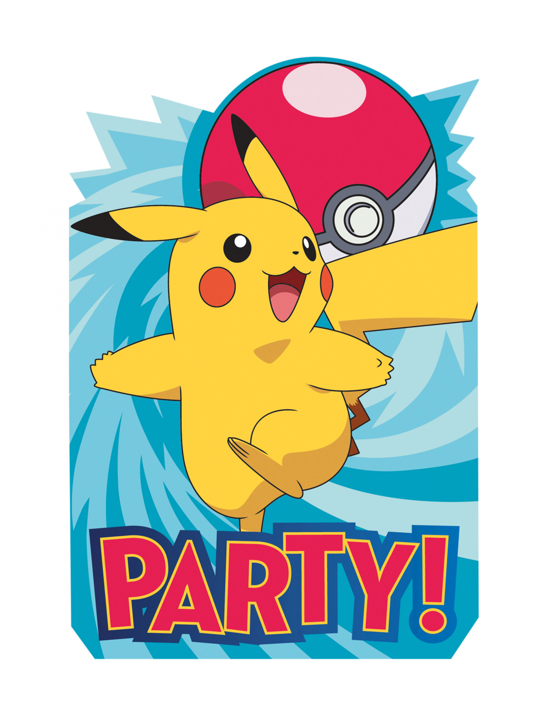 8 Cartons d'invitation en carton Pokémon 20 x 13 cm