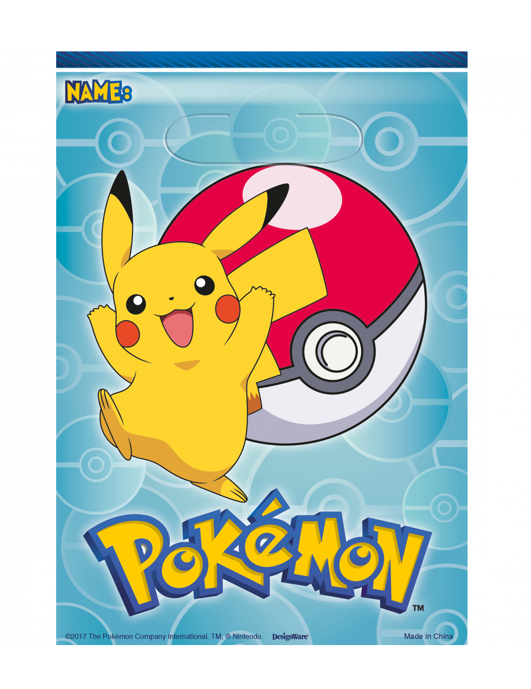 8 Sacs cadeaux en plastique Pokémon 17,5 x 20 cm