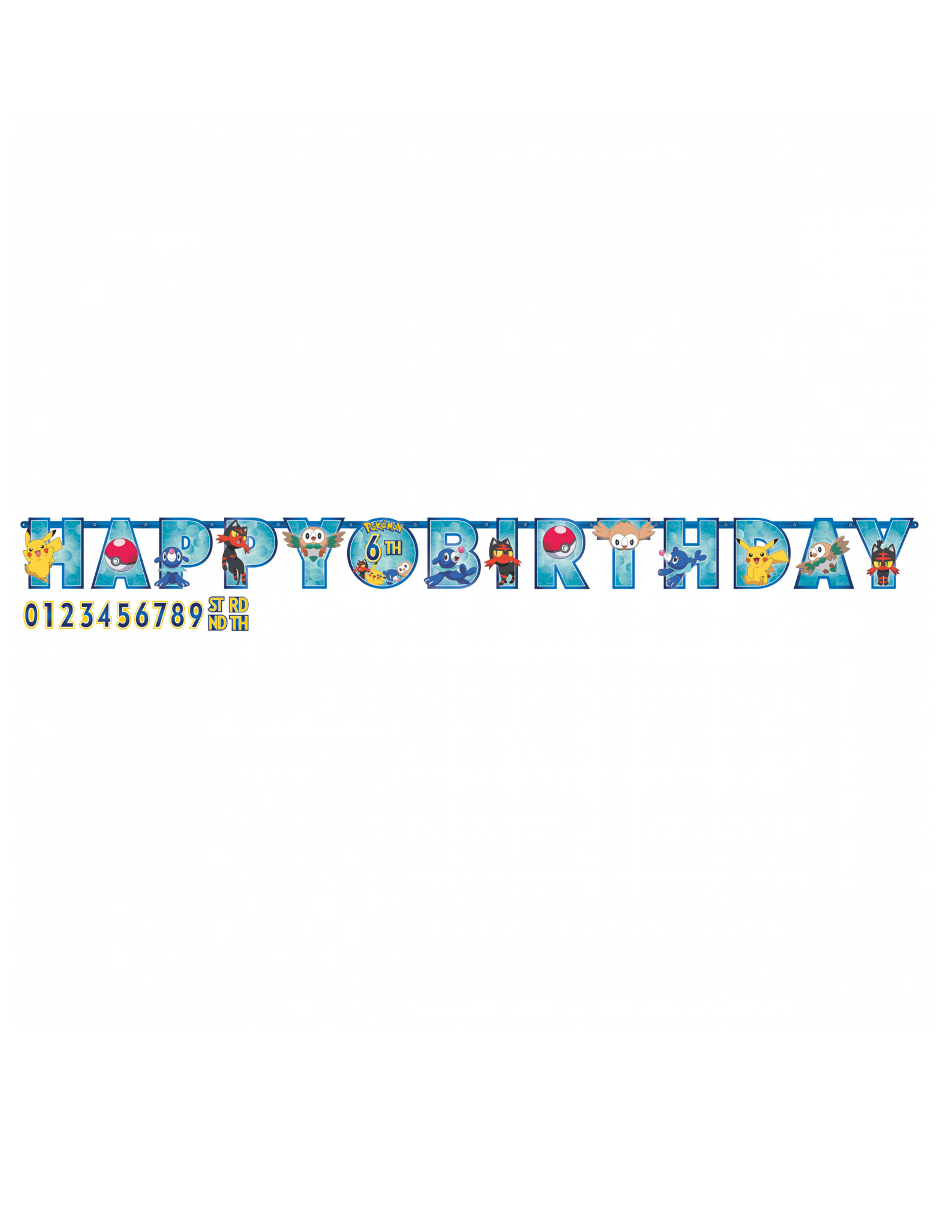 Guirlande Happy Birthday Pokémon Core 3,2 m x 14 cm