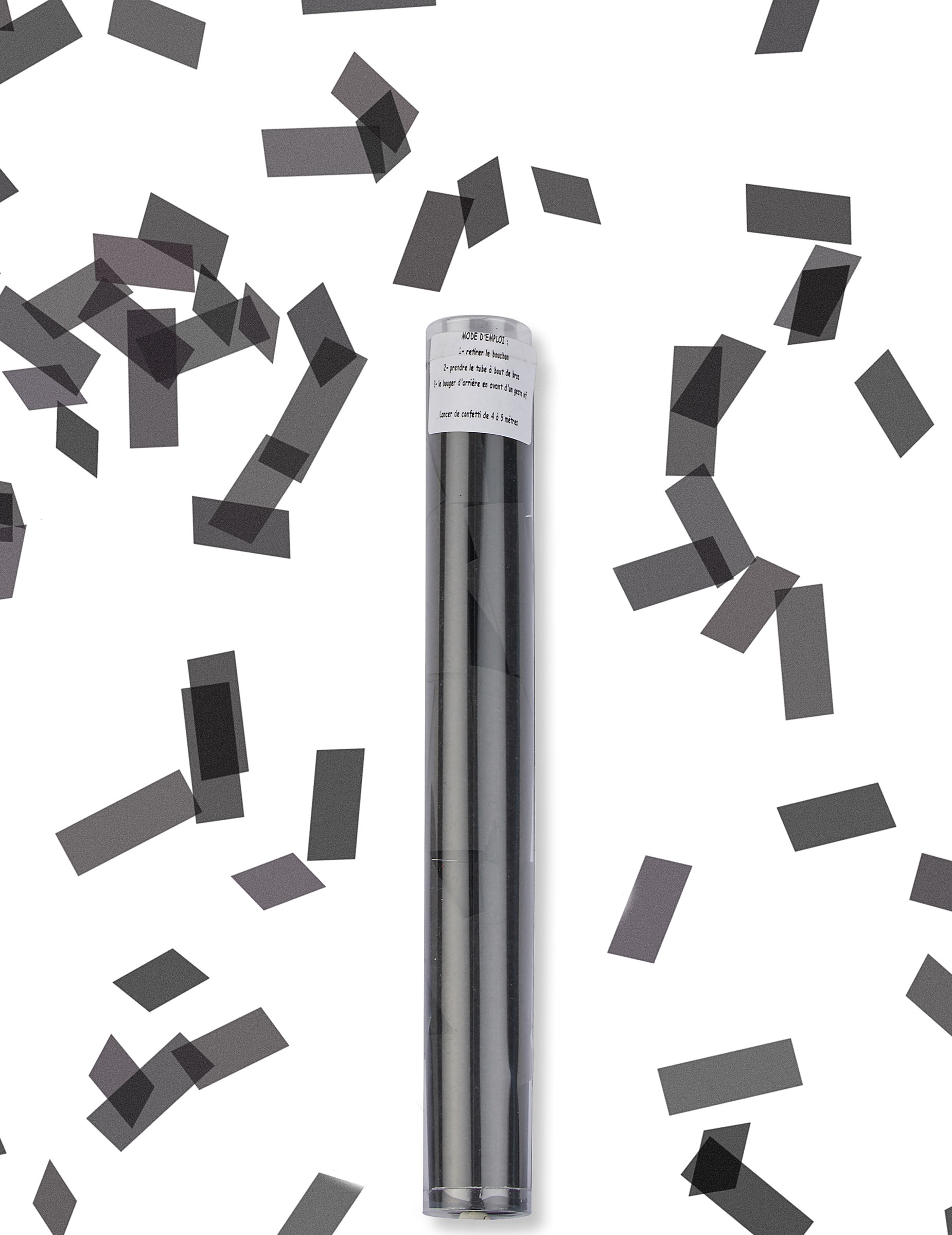 Tube lanceur de confettis rectangle noir 27 cm