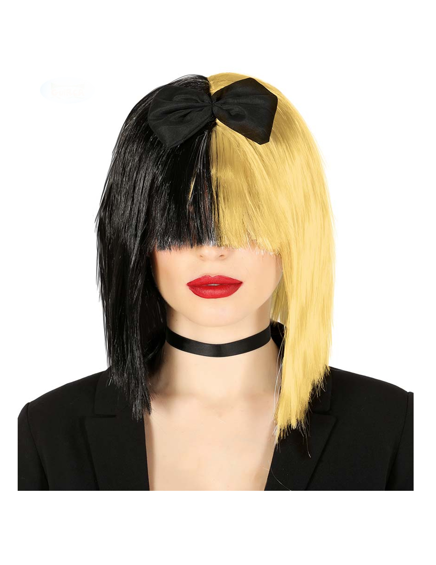 Perruque blonde et noire chanteuse pop adulte