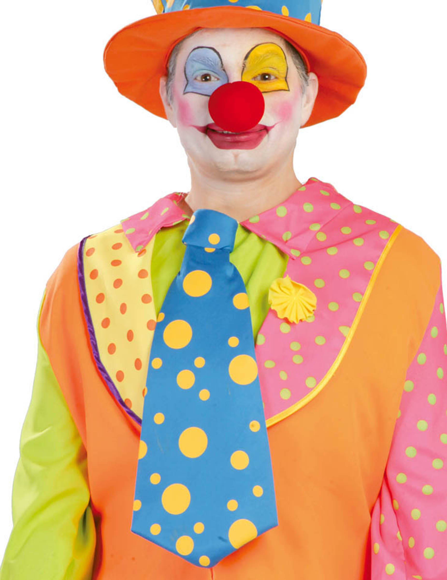 Cravate géante clown bleu à pois jaune adulte