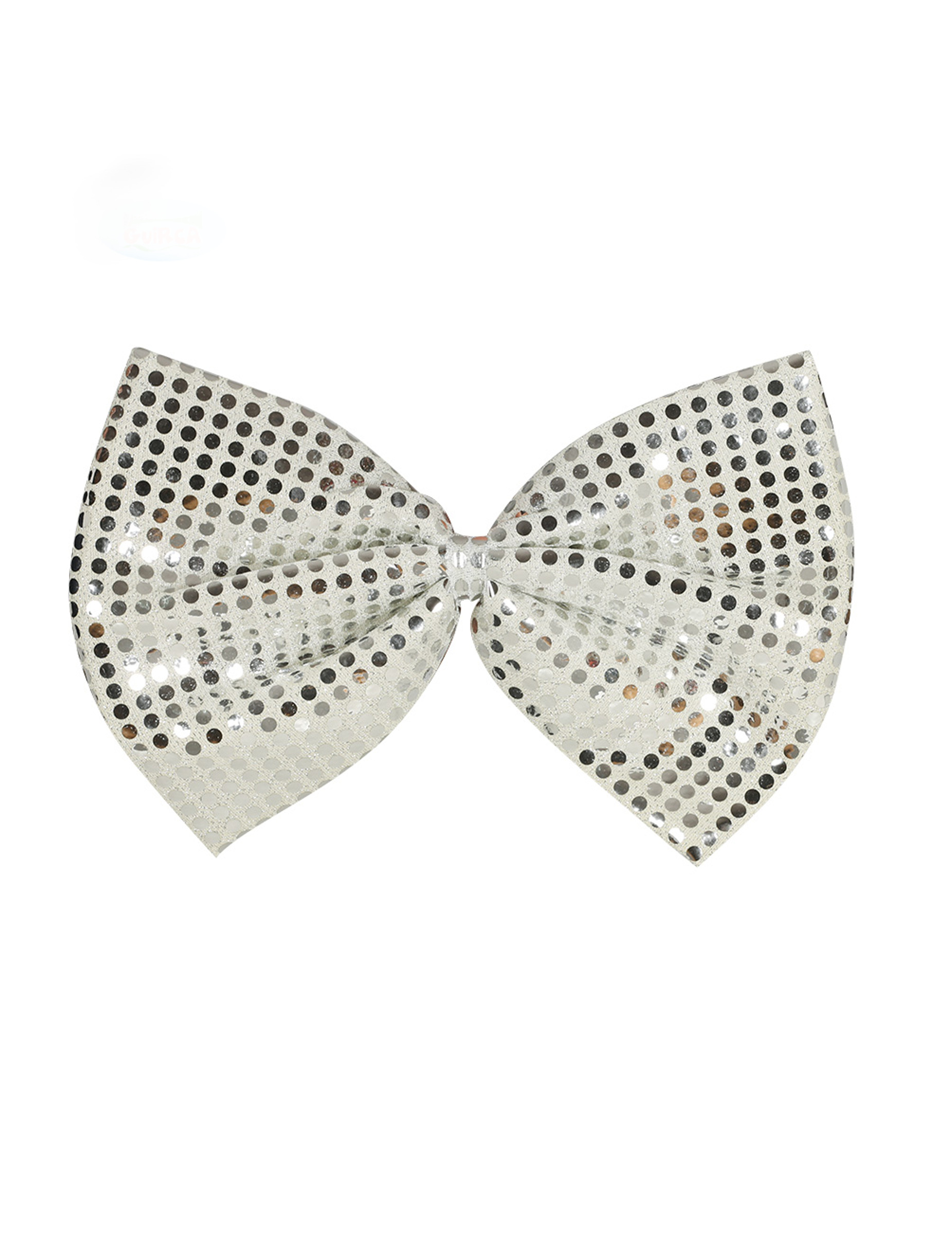 Noeud papillon géant séquin grosses paillettes argenté adulte 30 cm