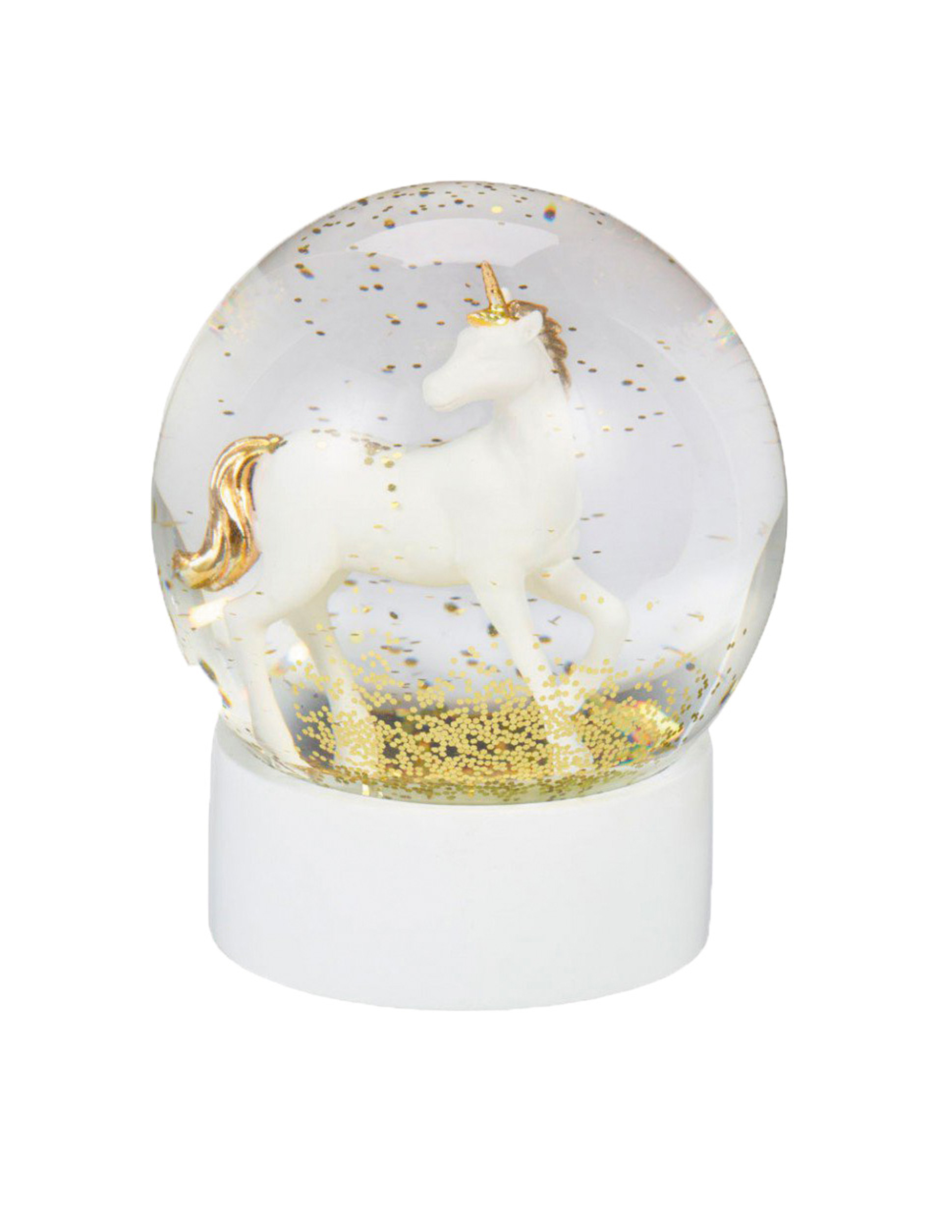 Boule à neige licorne blanche et dorée 13 cm