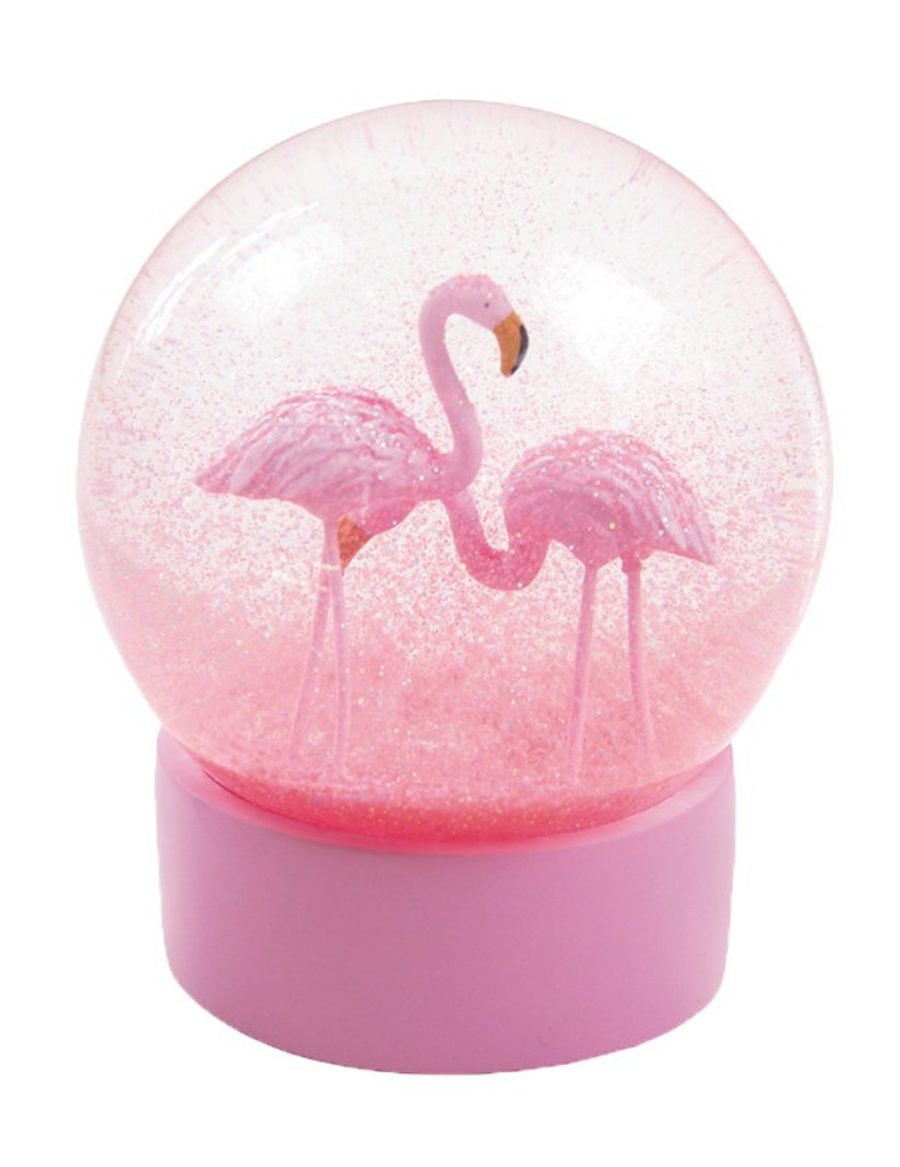 Boule à neige flamant rose 13 cm