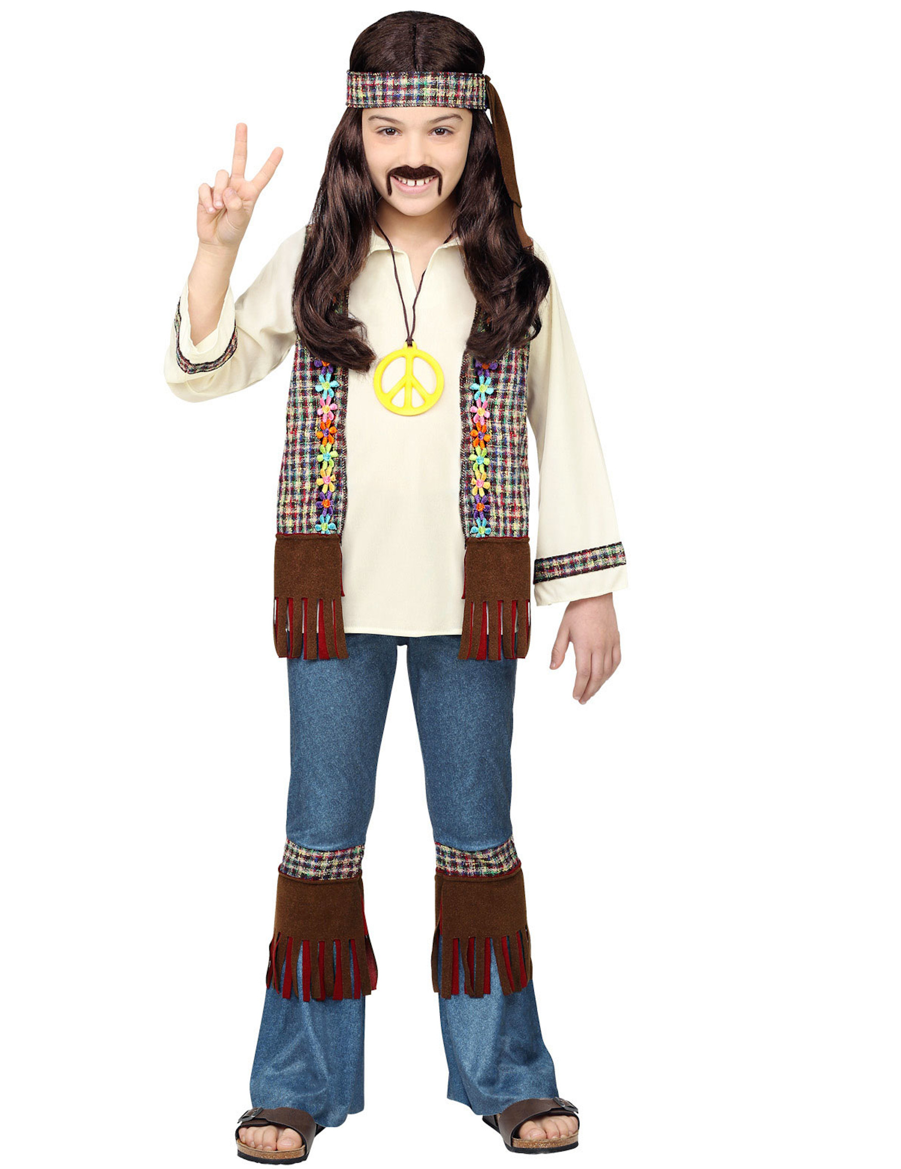 Déguisement hippie peace marron enfant
