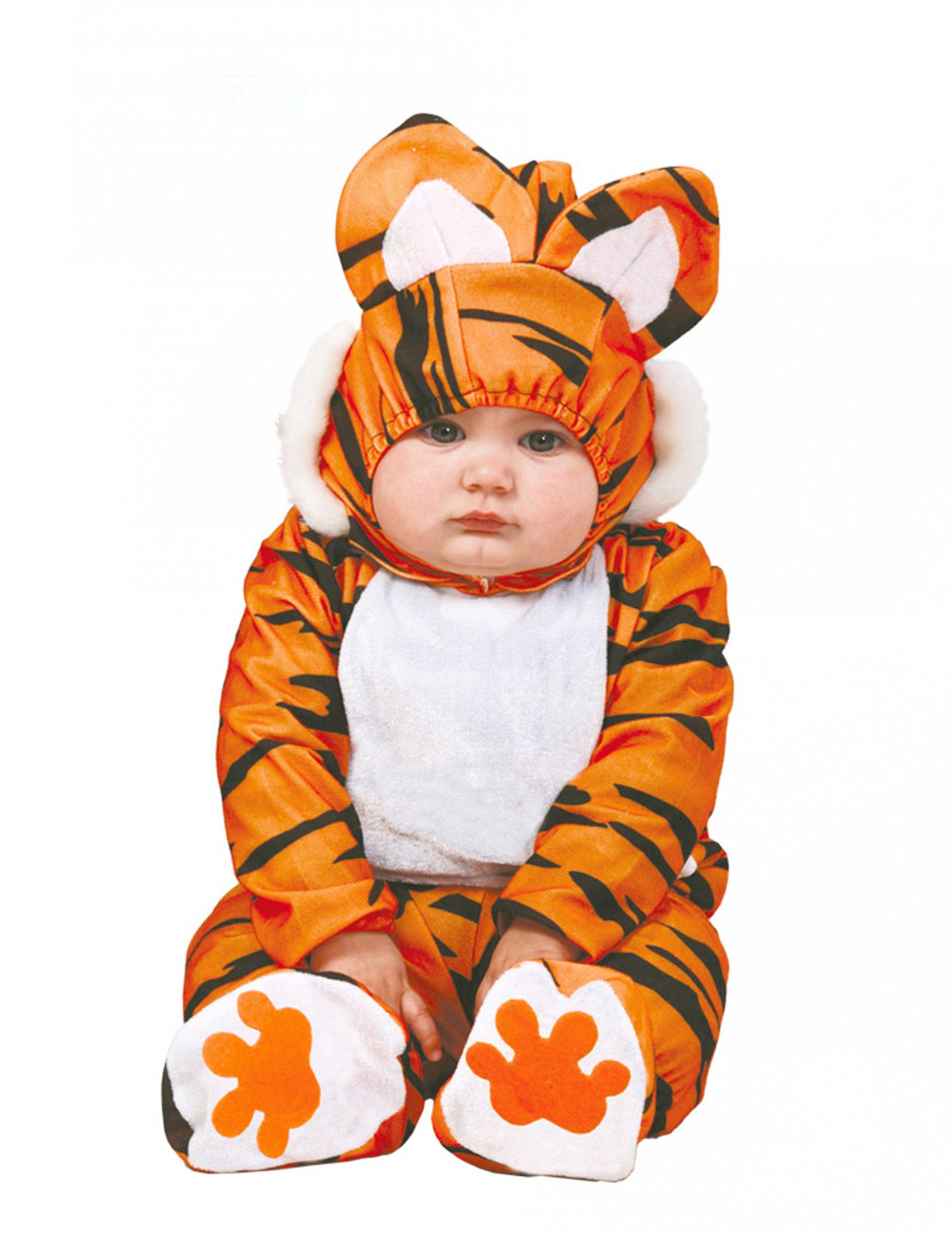 Déguisement combinaison tigre orange et noir bébé