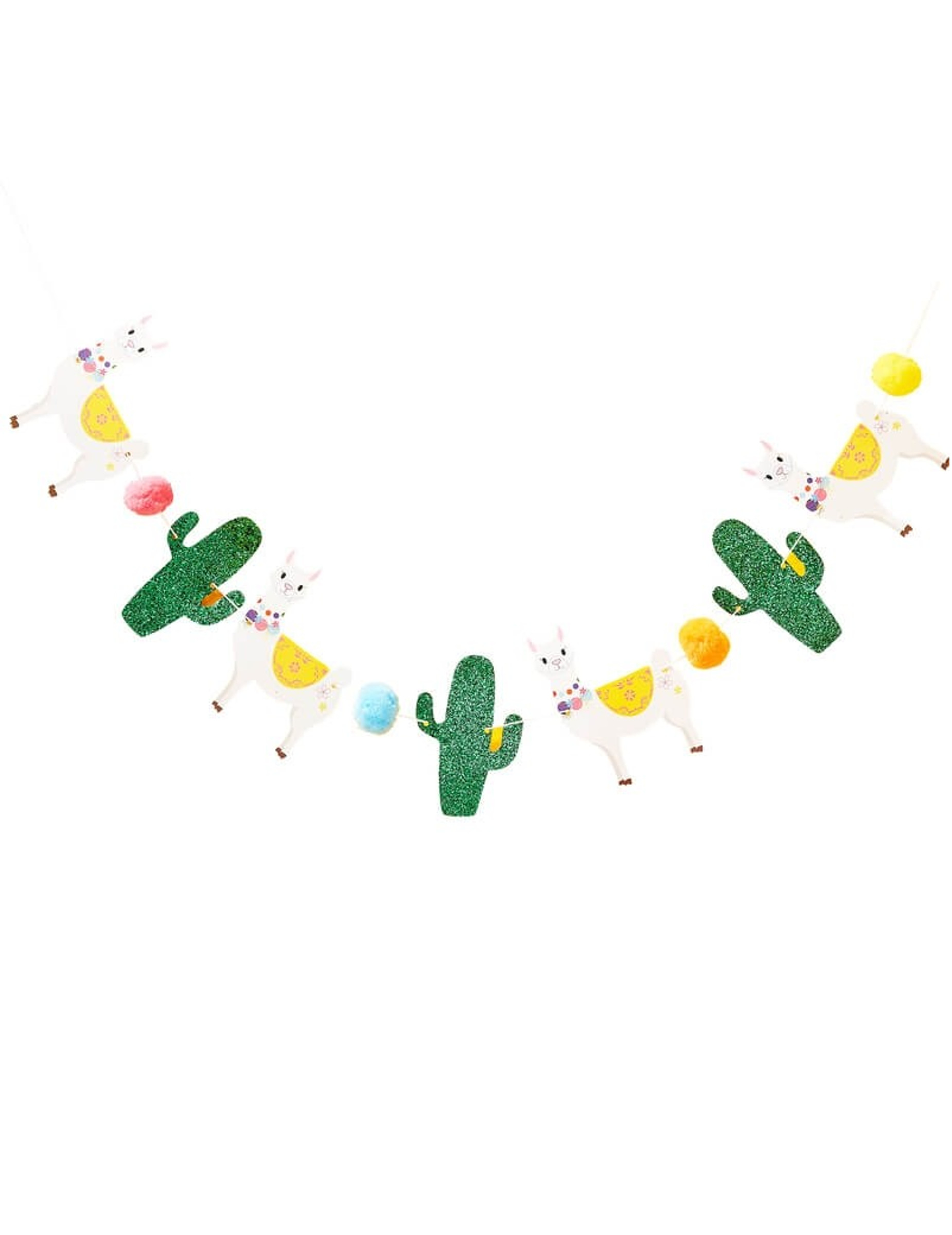 Guirlande en carton lama et cactus pailletés 2,5 m