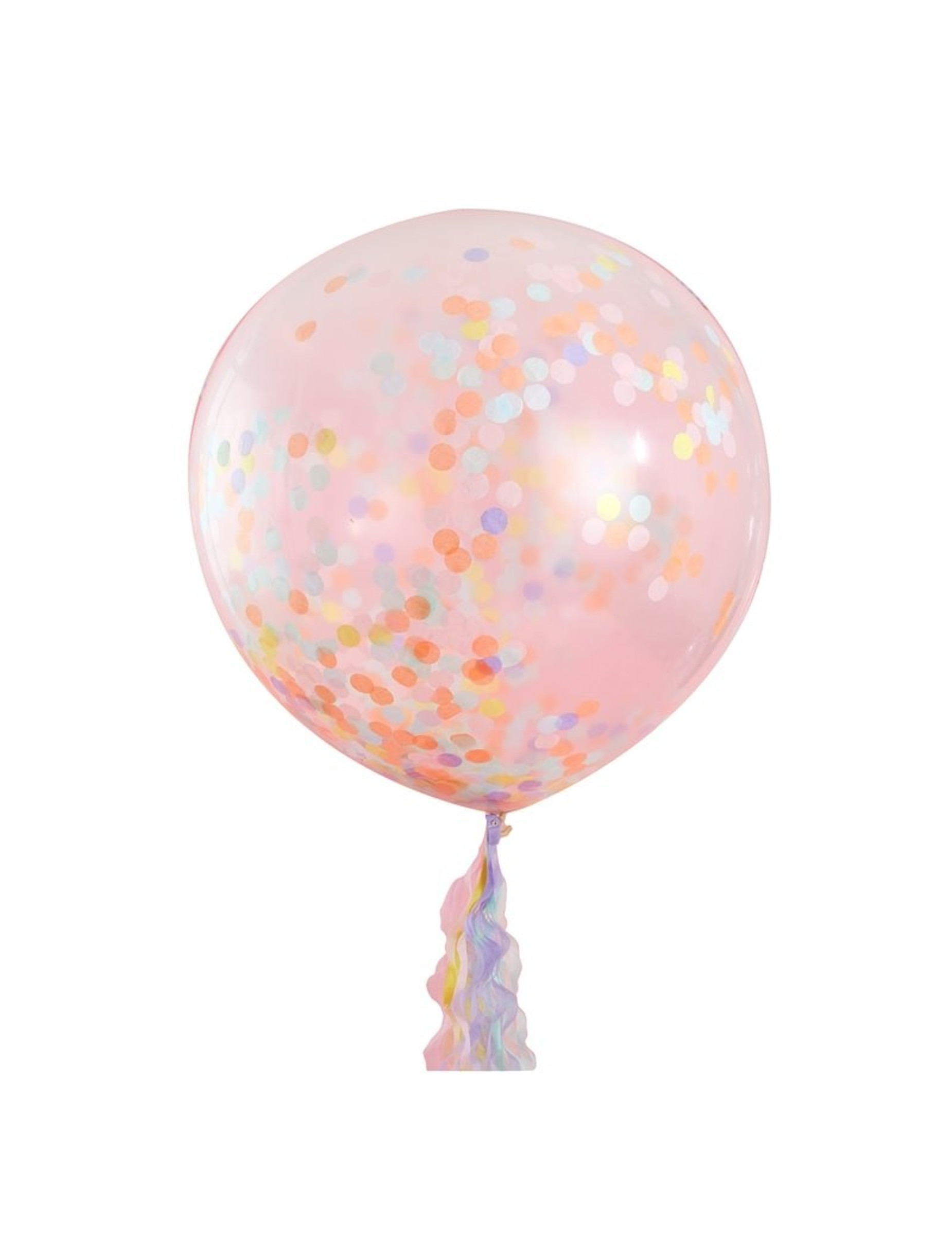 3 Ballons géants transparents confettis pastel 91 cm