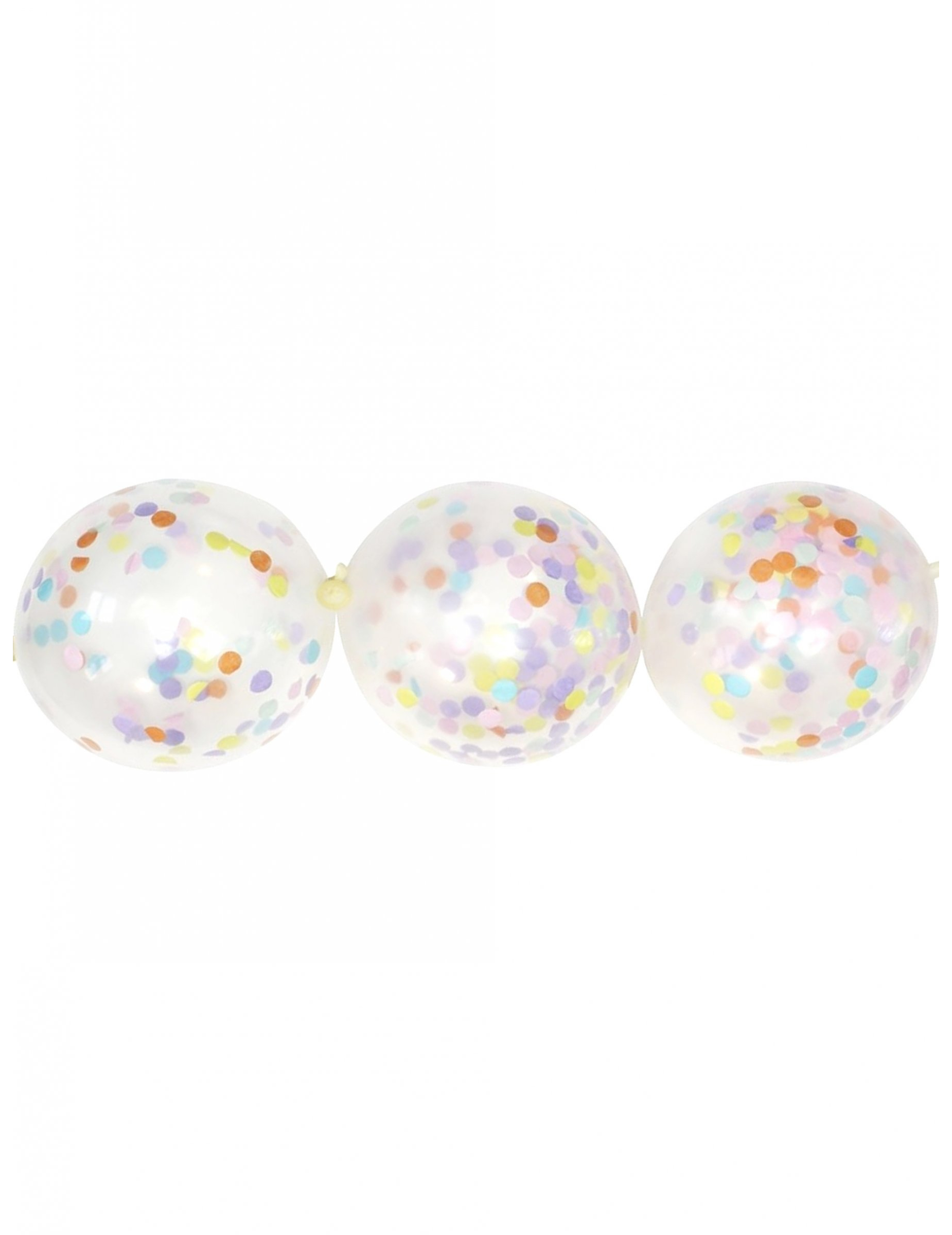 Guirlande de 24 ballons transparents avec confettis pastel 12 cm