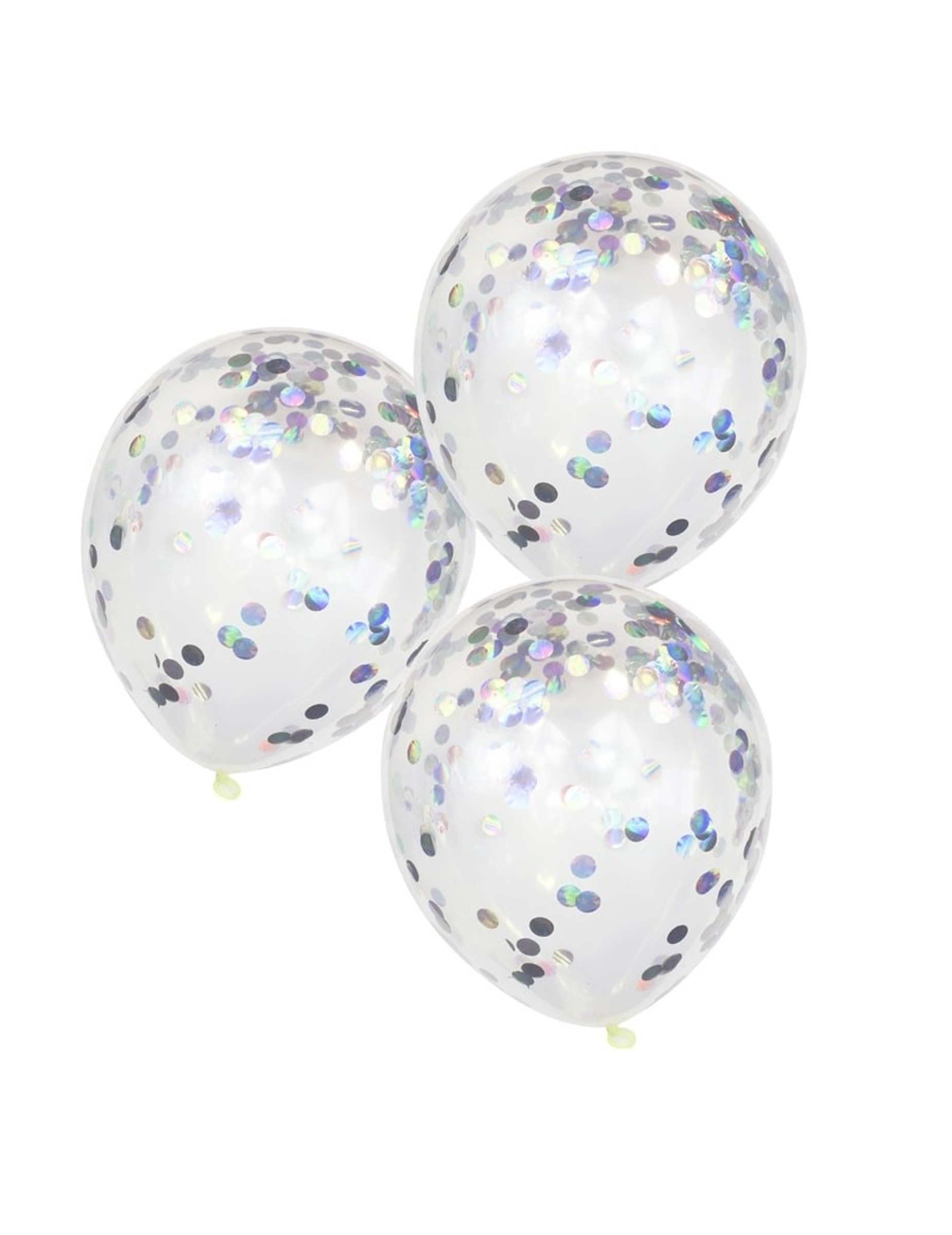 5 Ballons en latex transparents confettis iridescents 30 cm