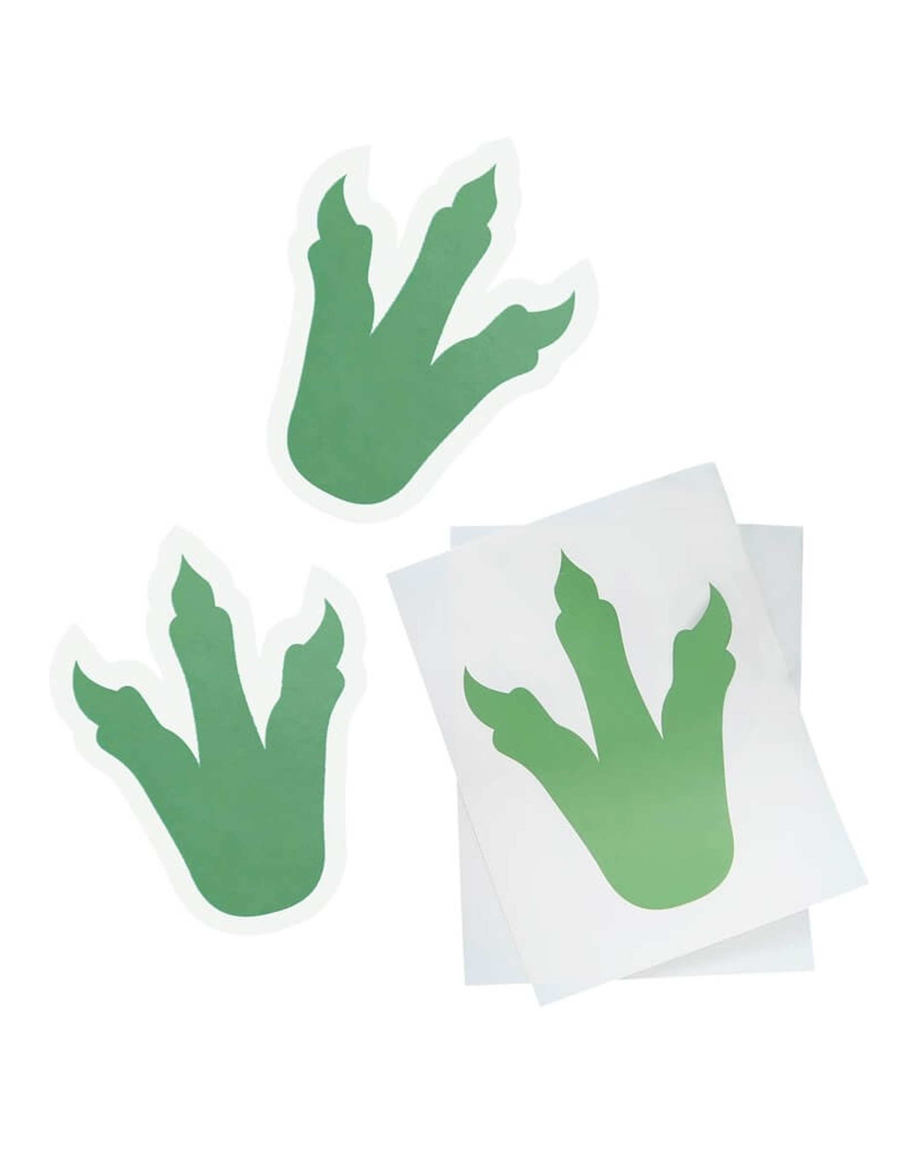 6 Stickers empreintes de dinosaure vertes 18 cm