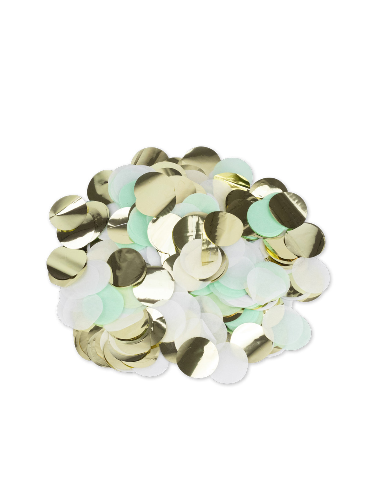 Confettis papier menthe, blanc et doré 3 cm - 36 g