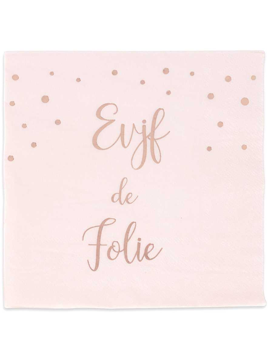 16 Serviettes en papier EVJF de folie rose gold 33 x 33 cm