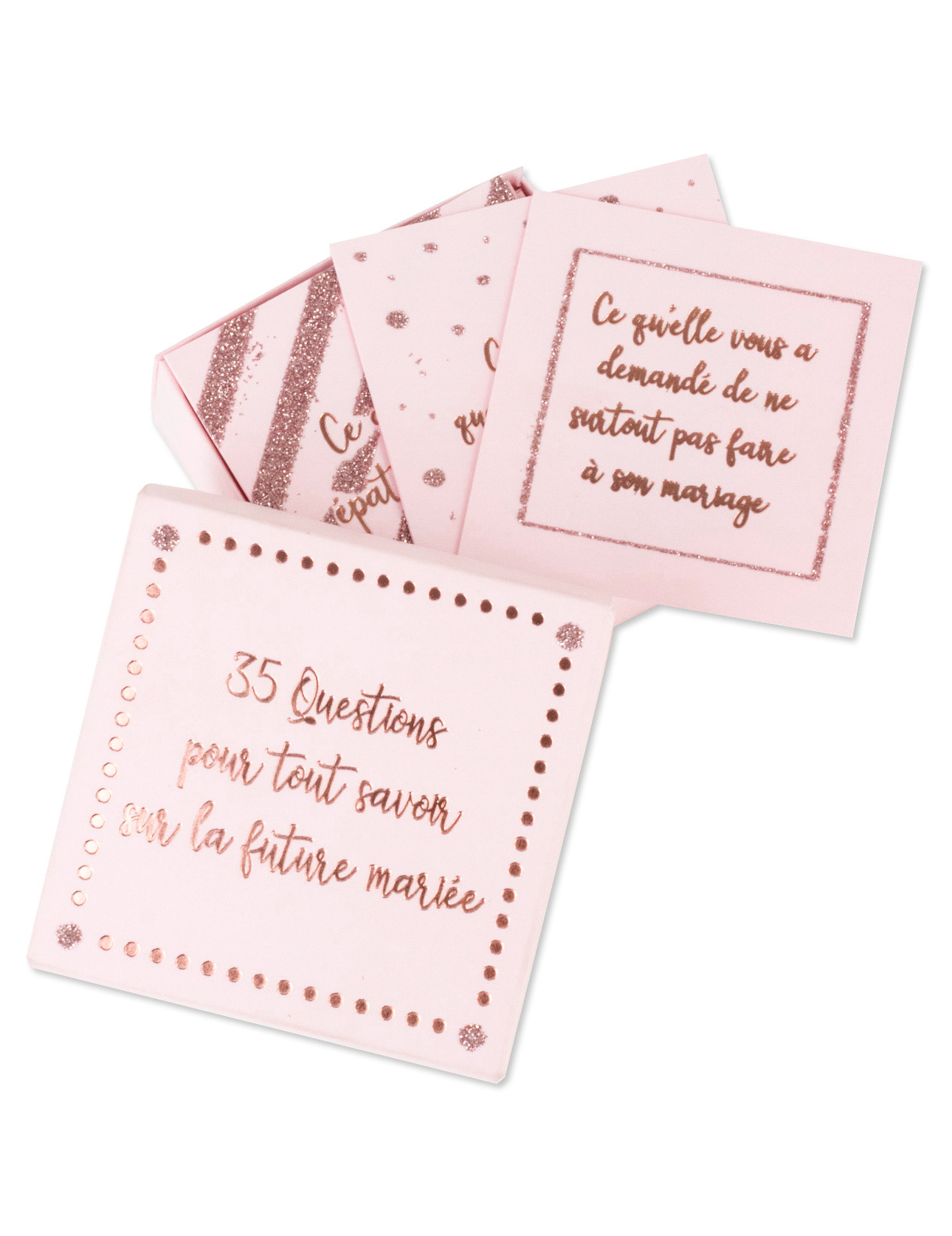 Boite de jeu de 35 cartes questions EVJF rose gold 7 x 7 cm