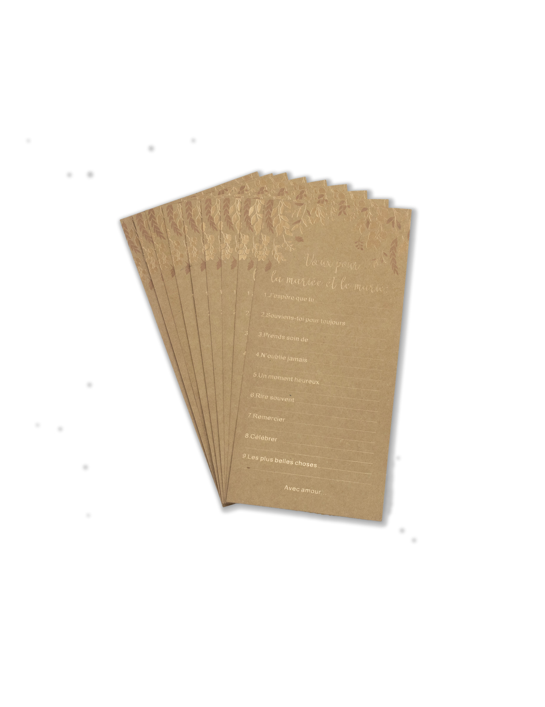 10 Cartes de v ux pour les mariés kraft et bronze 22 x 11 cm