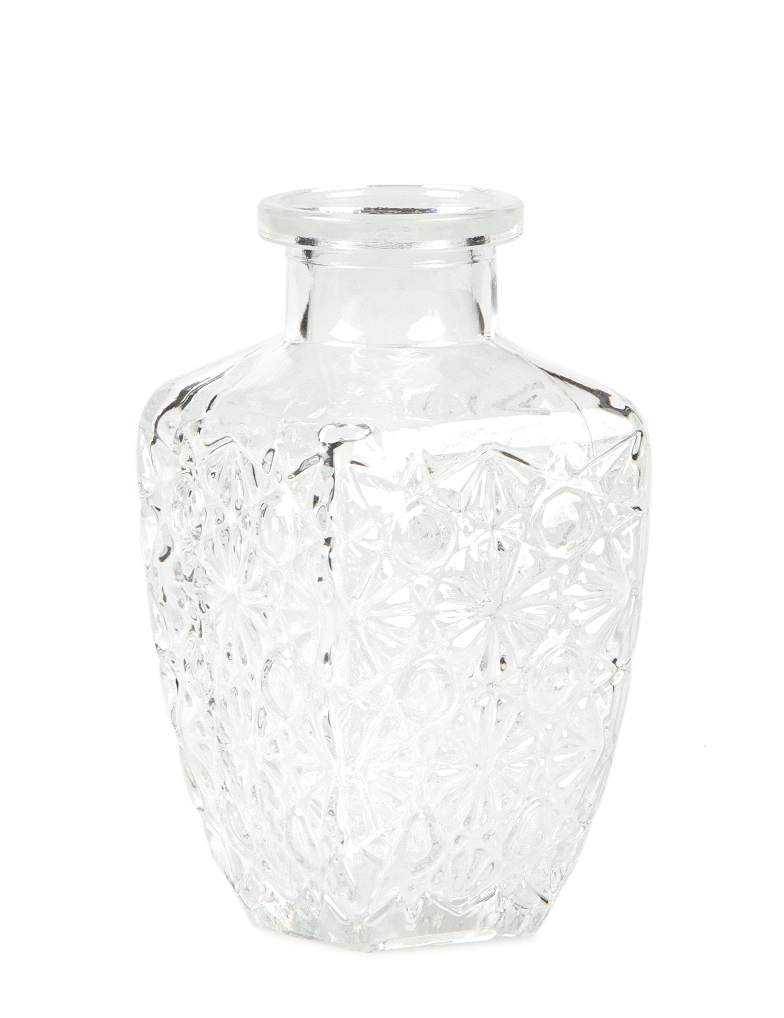 Vase gravure ancienne verre carré 6,5 x 12,5 cm - 250 ml