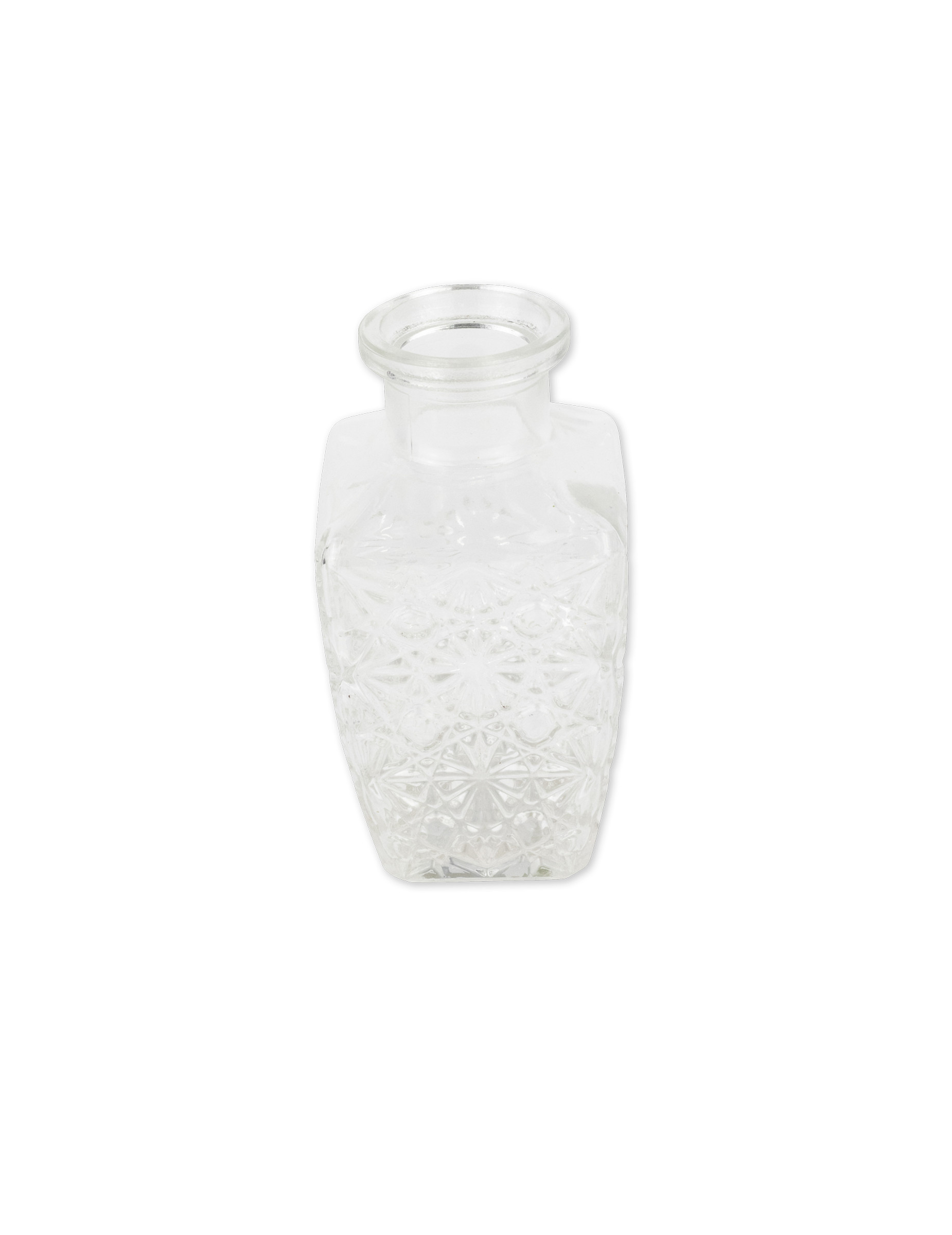 Vase gravure ancienne verre carré 6,5 x 12,5 cm - 250 ml
