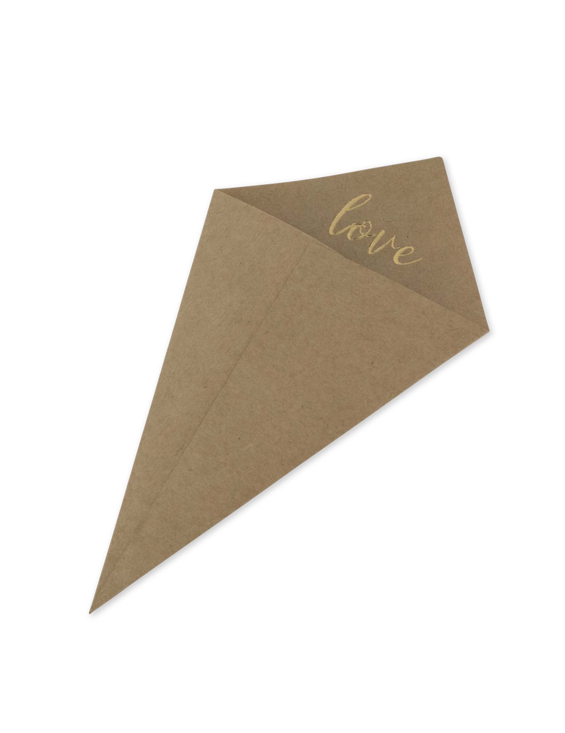 10 Cornets kraft dorure embossée love 20 x 11 cm