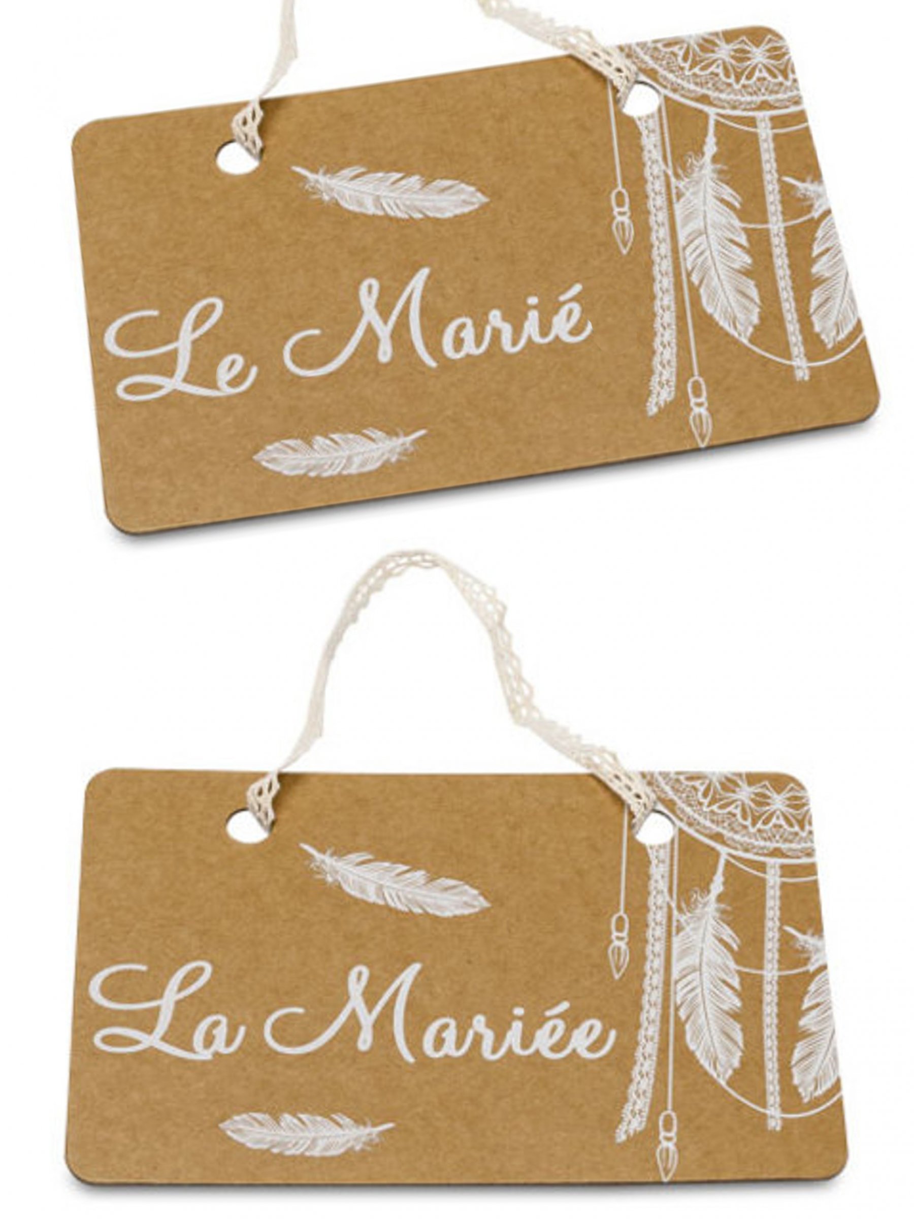 Dos de chaise le marié et la mariée en kraft 20 x 13 cm