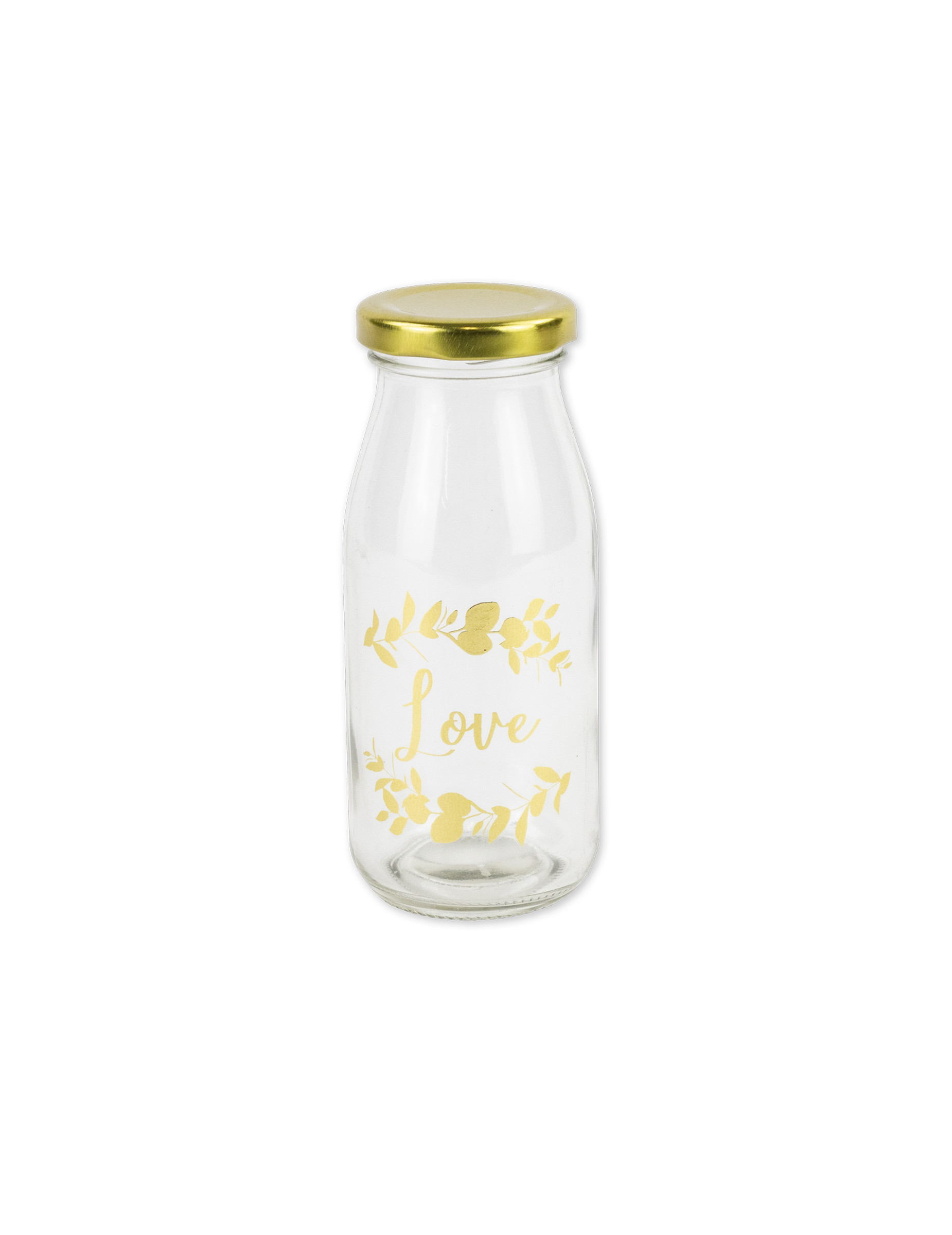Bouteille en verre candy bar Love et bouchon or 6 x 14 cm