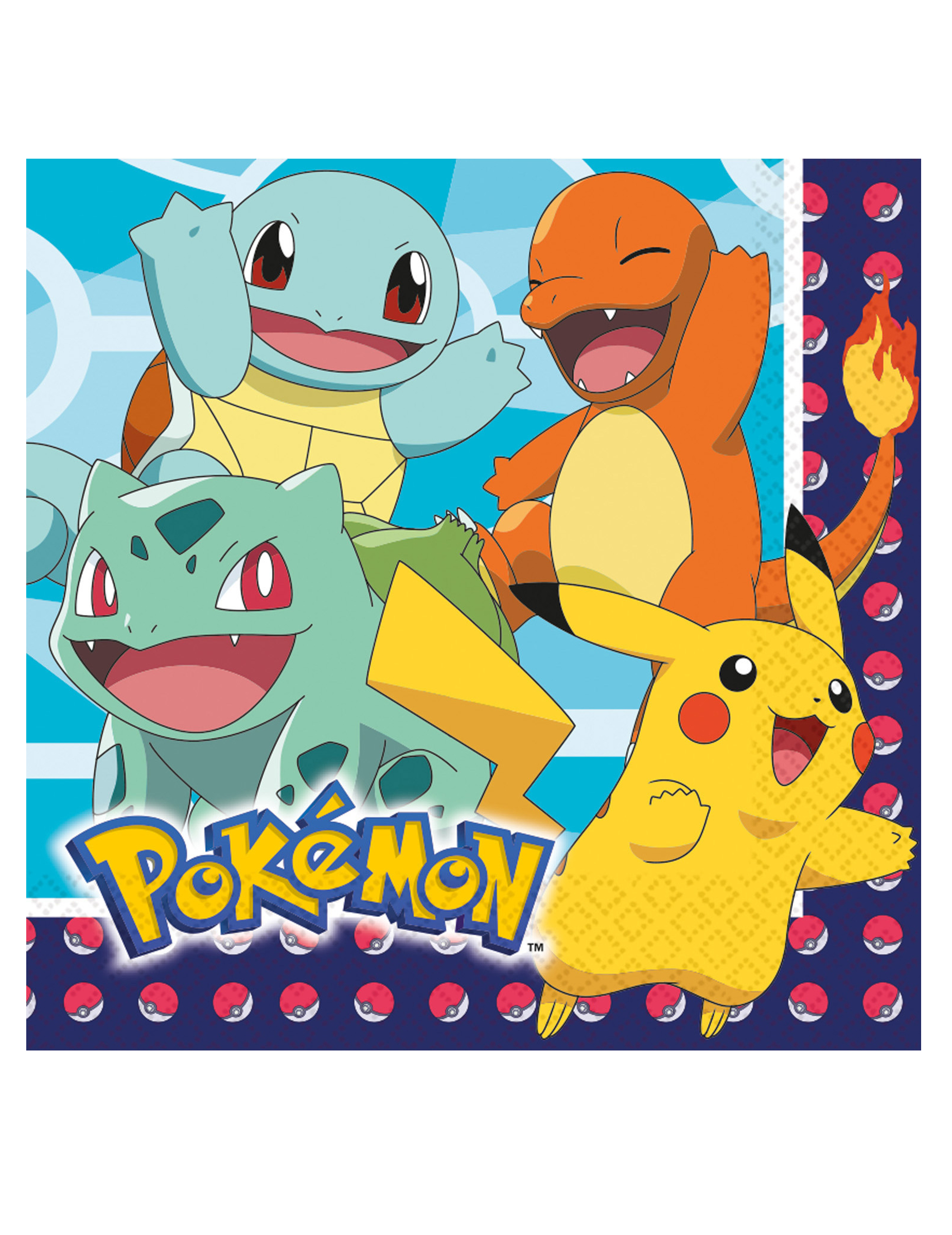 16 Serviettes en papier Pokémon 33 x 33 cm